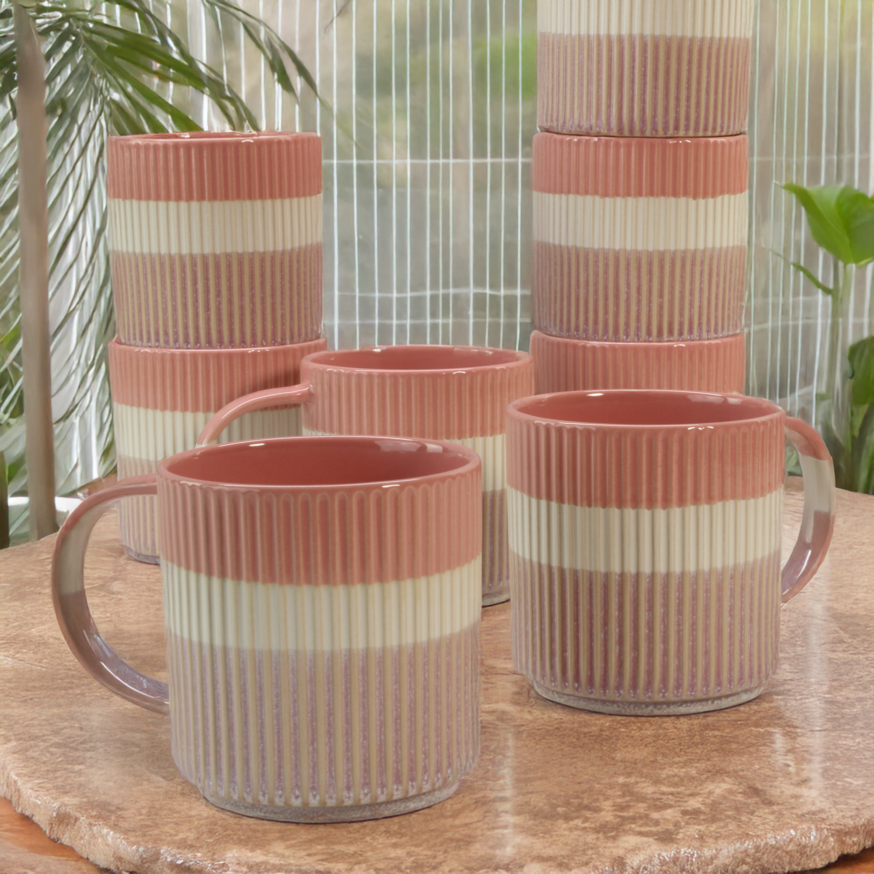 Tri-Color Mugs 14.5 oz, Set of 8