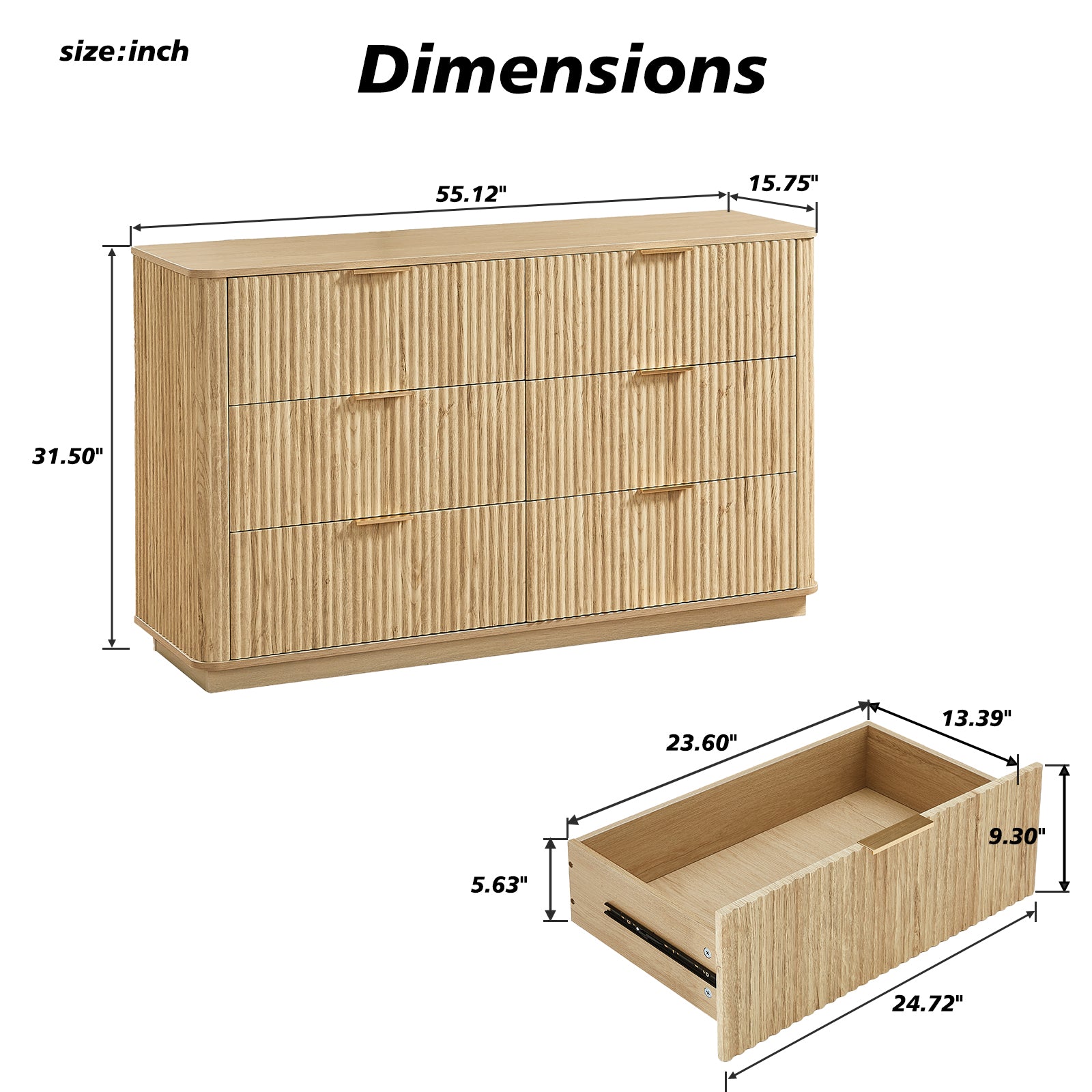 55' Wide Modern Chest of Drawers