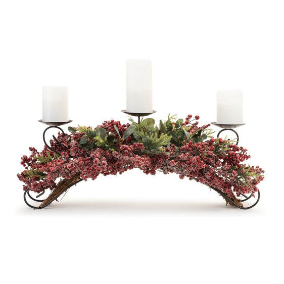 Pine and Berry Centerpiece Candle Holder 31"