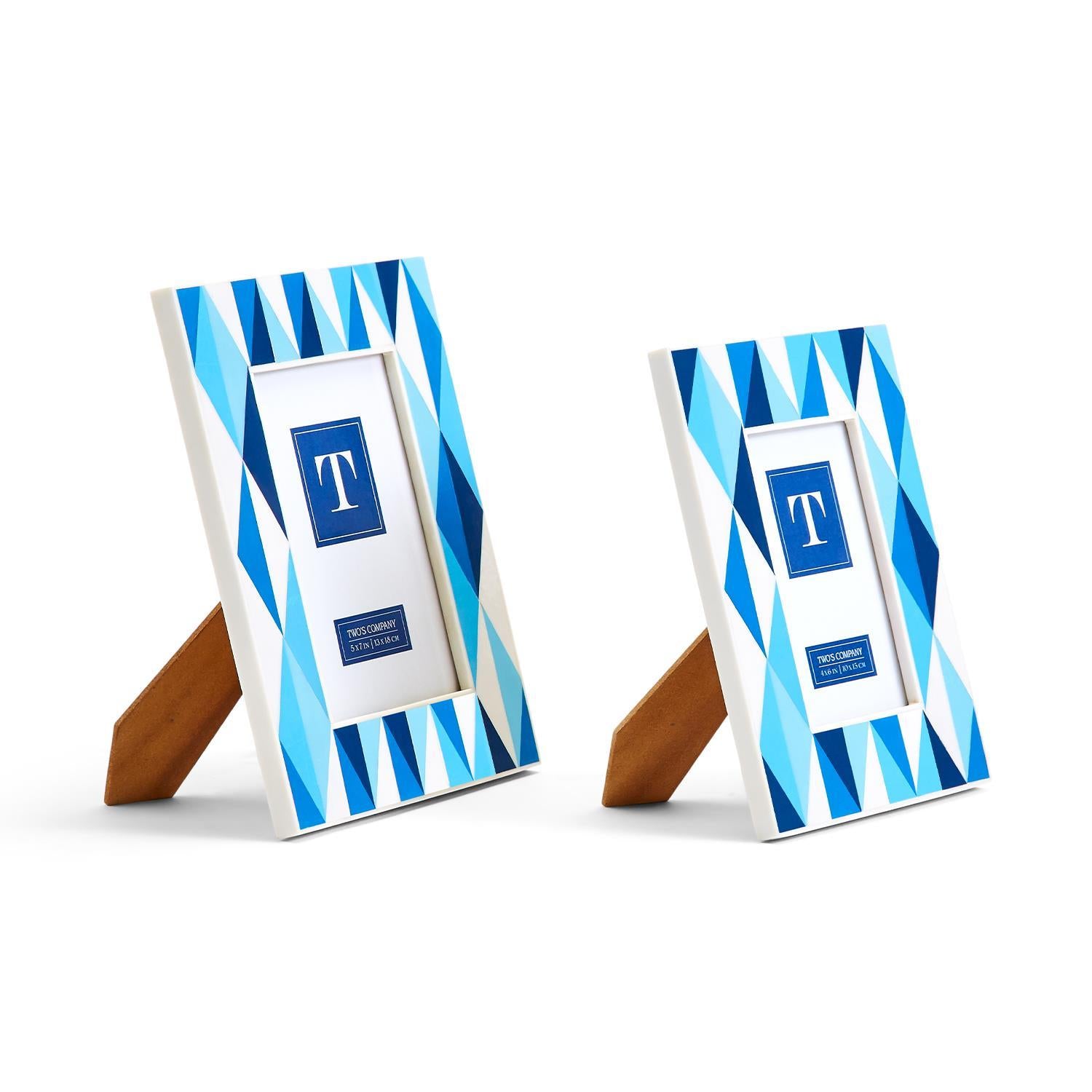 Blue Diamonds Inlay Photo Frame, Set of 2