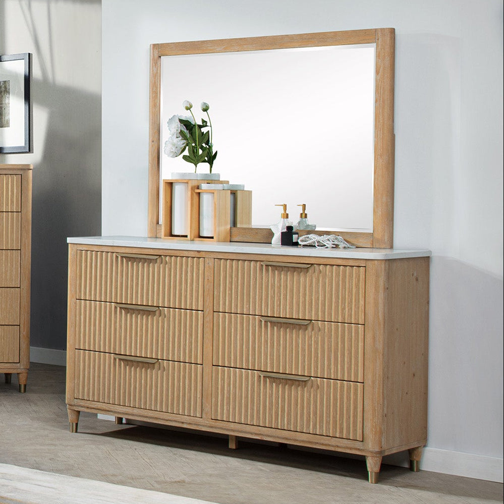 Modern Aesthetic 6-Drawers Dresser with Stone Top