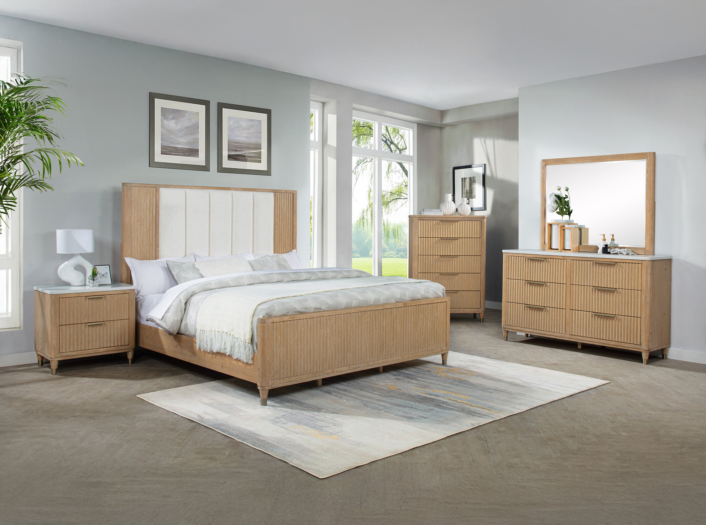 Modern Aesthetic 6-Drawers Dresser with Stone Top