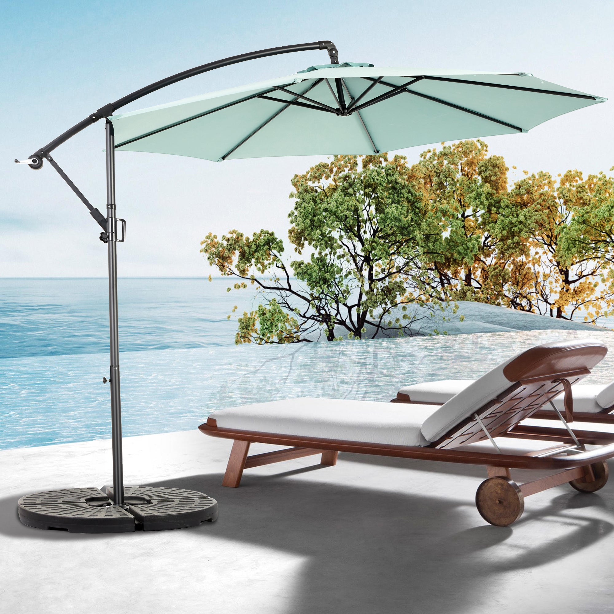 10' Offset Hanging Market Patio Umbrella w/Easy Tilt Adjustment, Base Not Included
