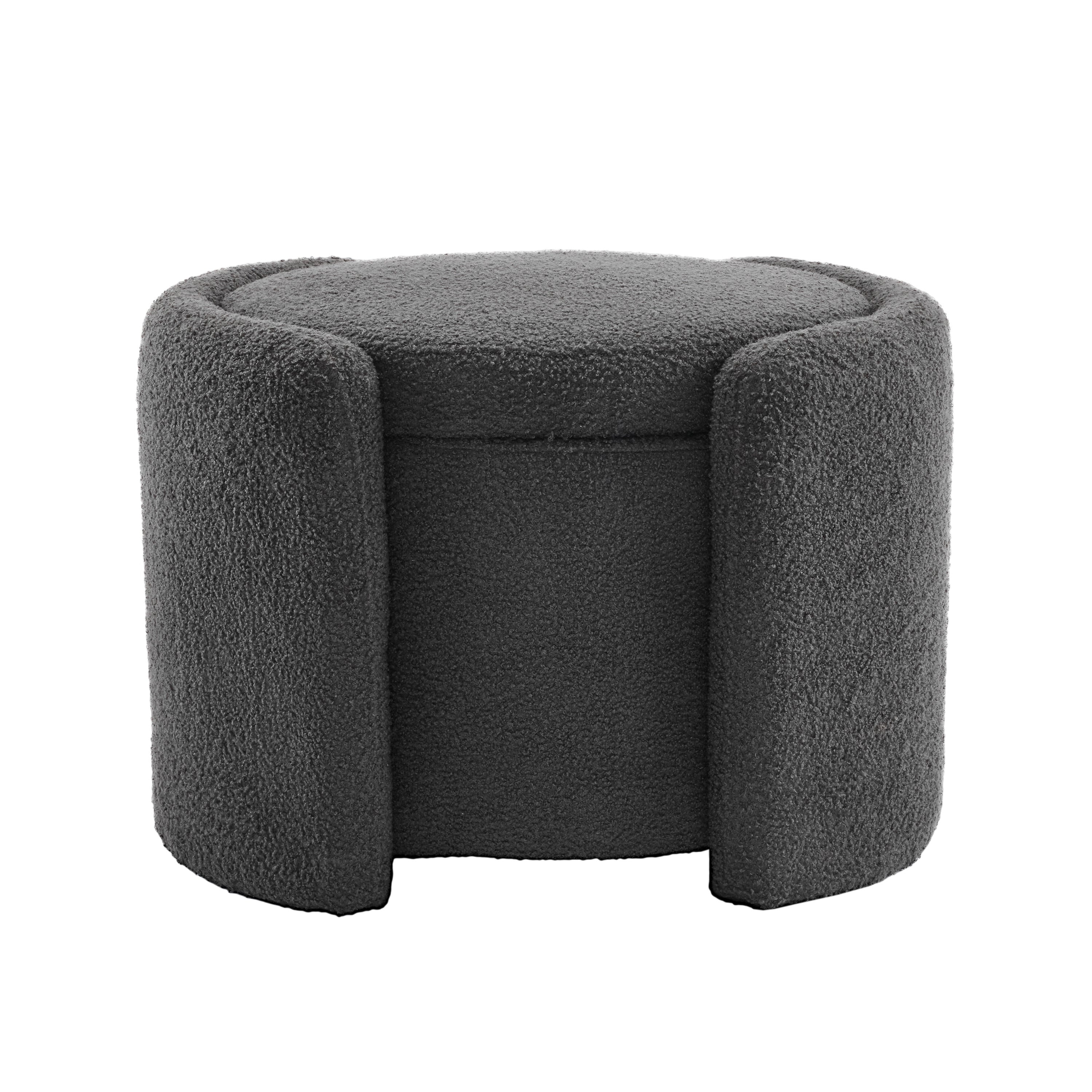 Cozy Boucle Storage Ottoman