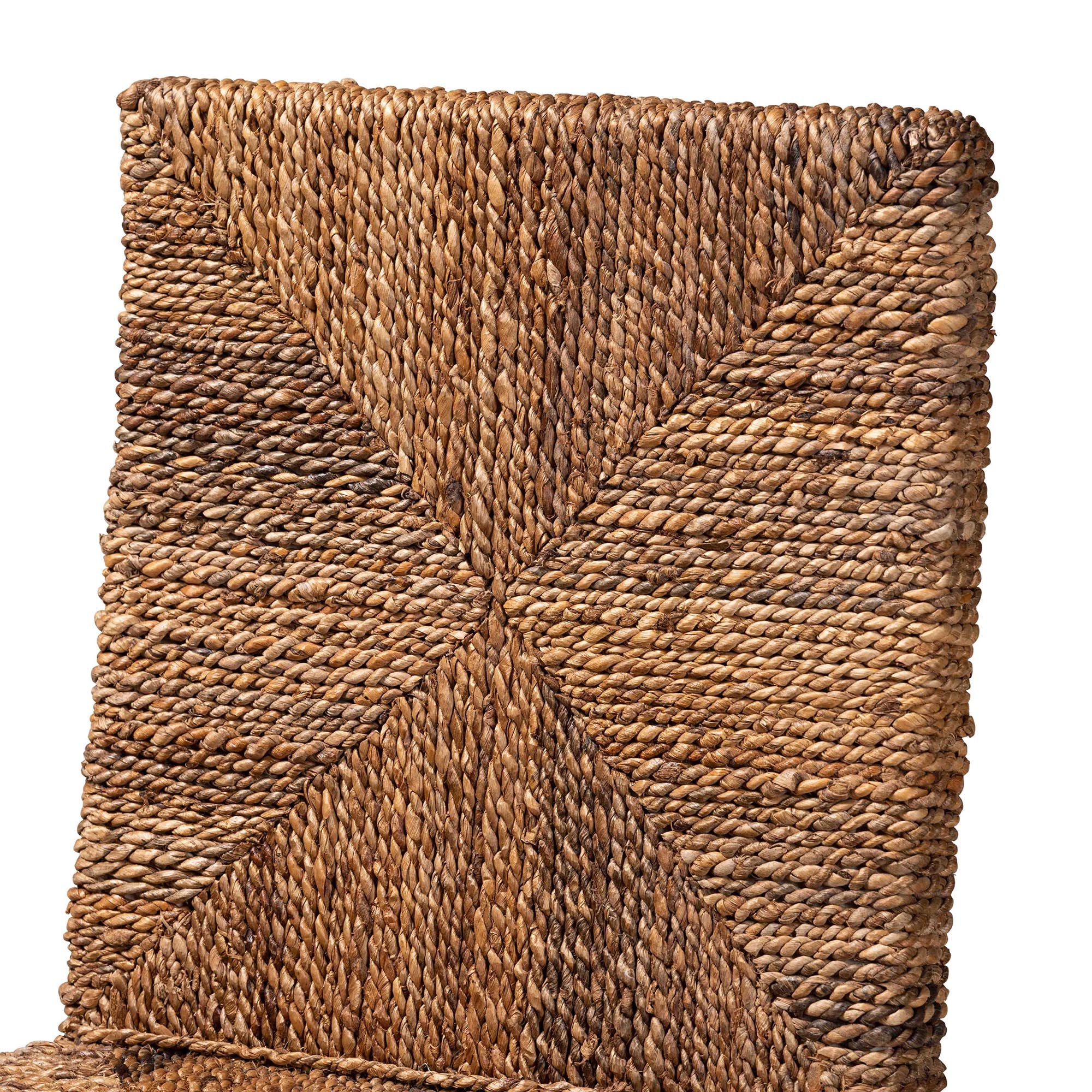 Freddie Mahogany Wood and Seagrass Counter Stool