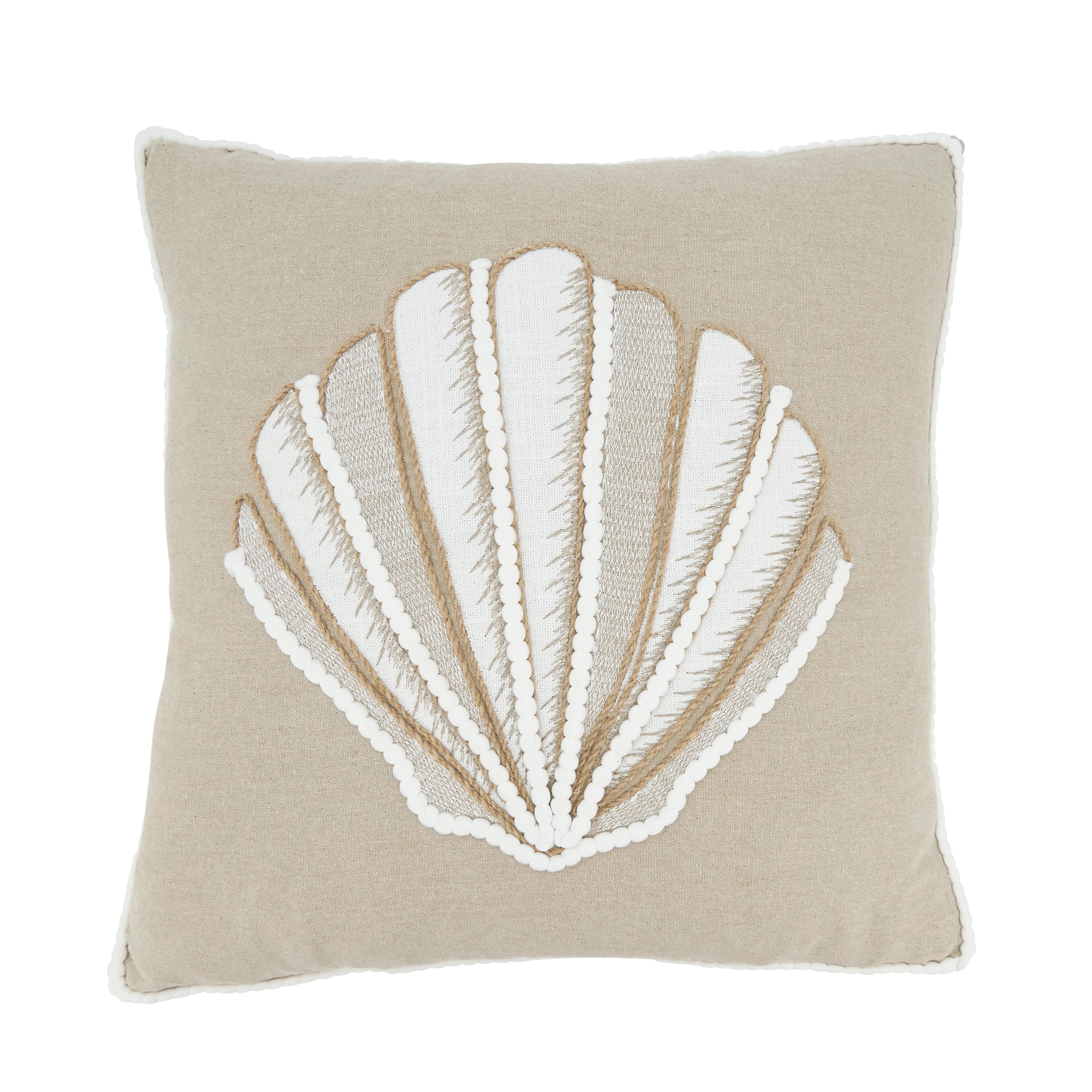 Sandy Shore Seashell Poly Filled Throw Pillow