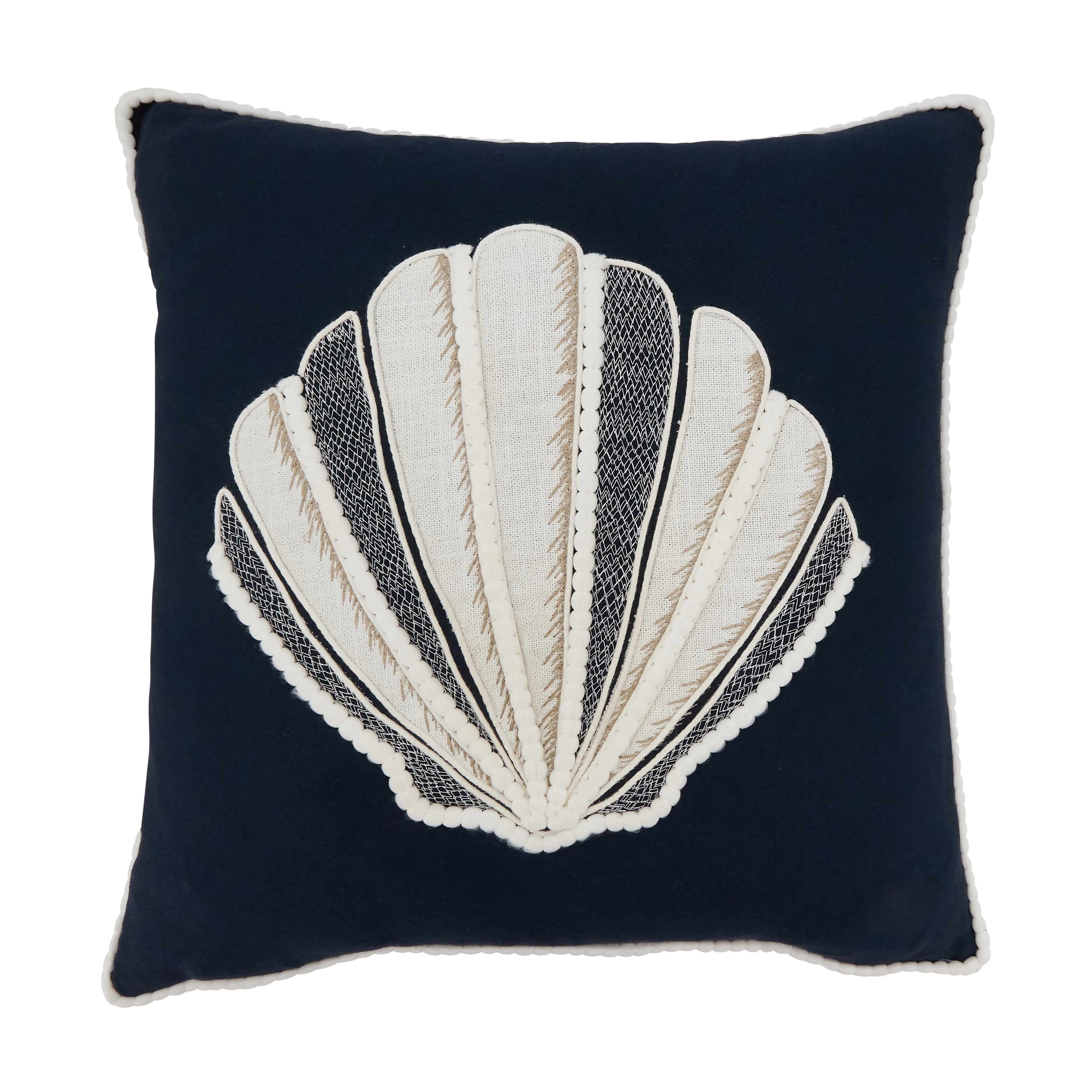 Sandy Shore Seashell Poly Filled Throw Pillow
