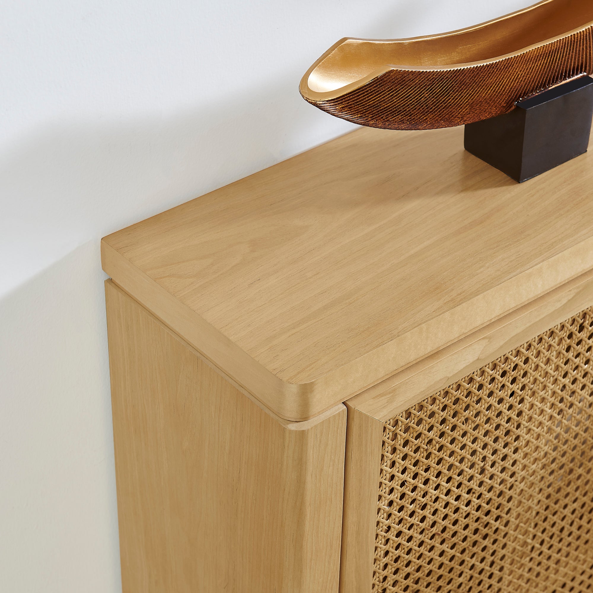 Mid-Century Modern Rattan Accent Storage Cabinet