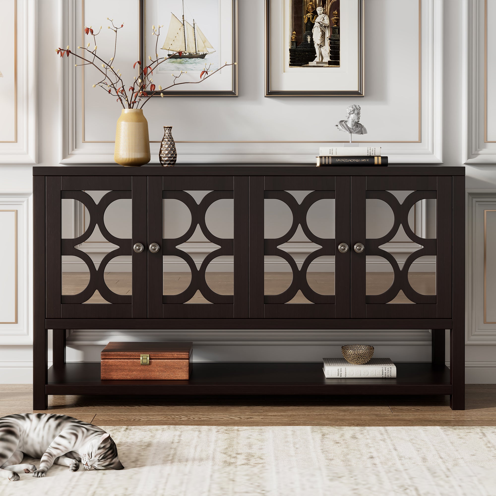 Mirrored Door Console Table