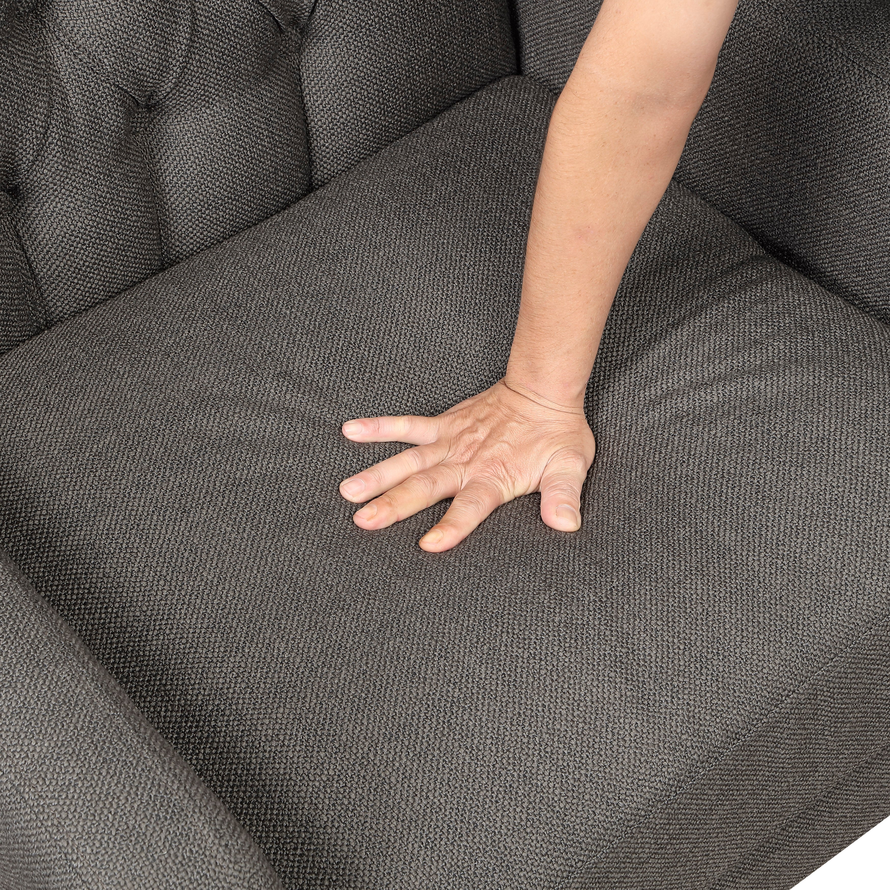 Button-Tufted Wingback Accent Chair with Solid Wood Legs