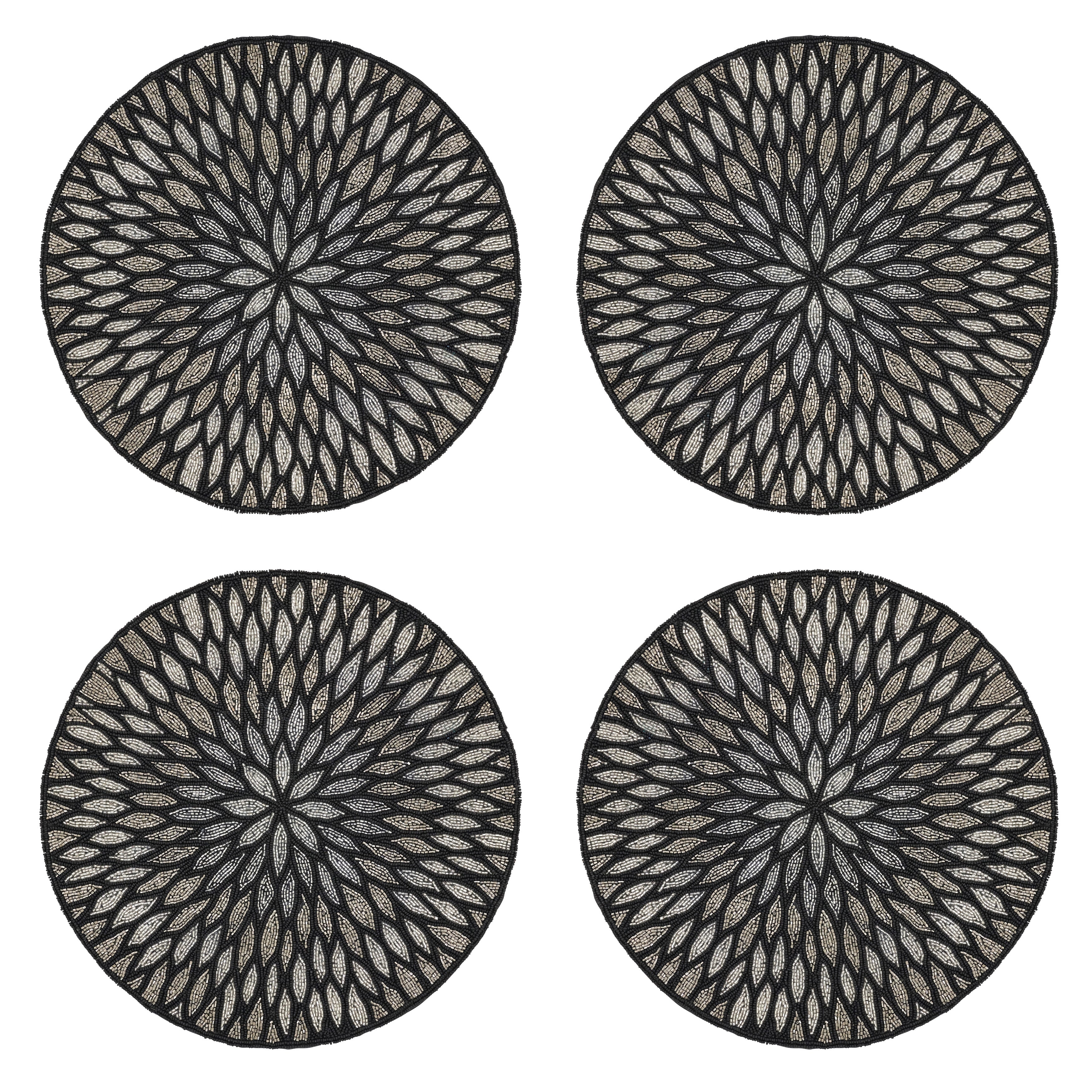 Beaded Floral Design Placemat, Set of 4