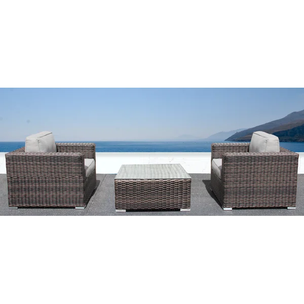 Modern All-Weather Wicker Outdoor Accent Chairs, 3-Piece Set
