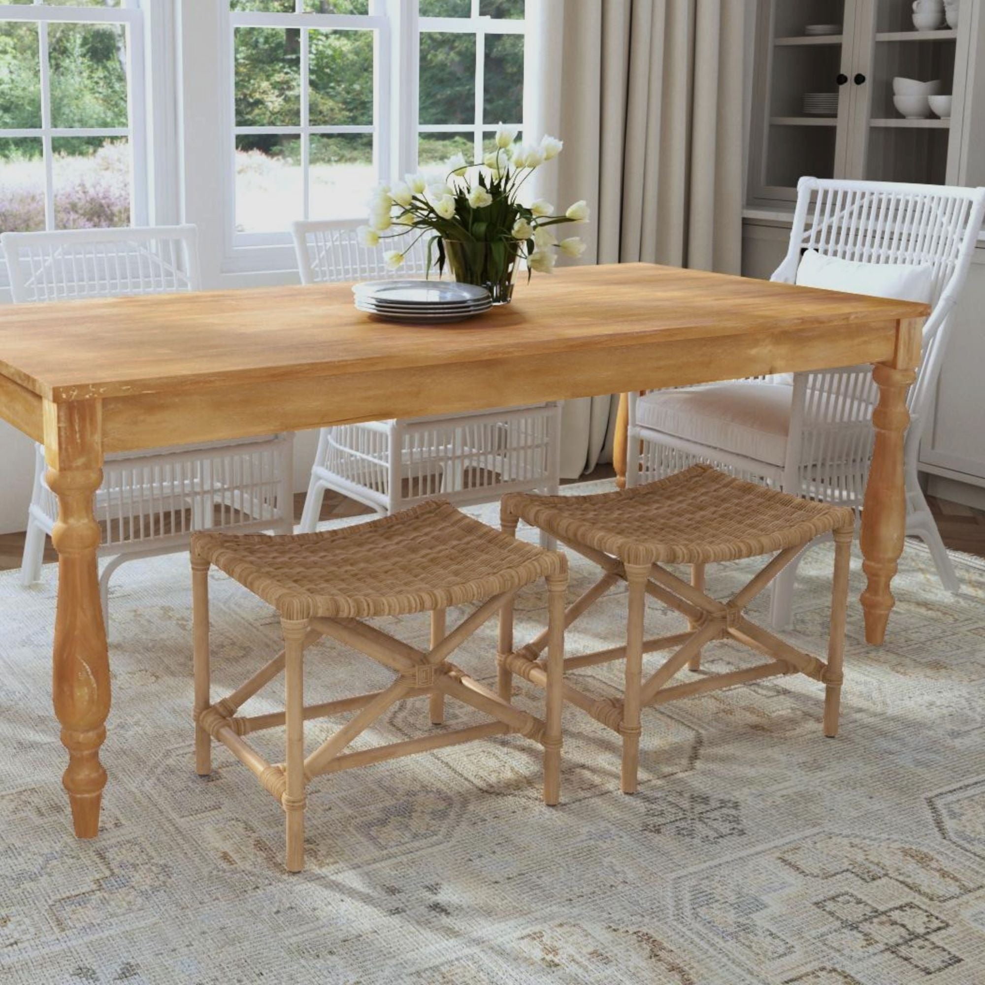 Rattan Woven Director Stool