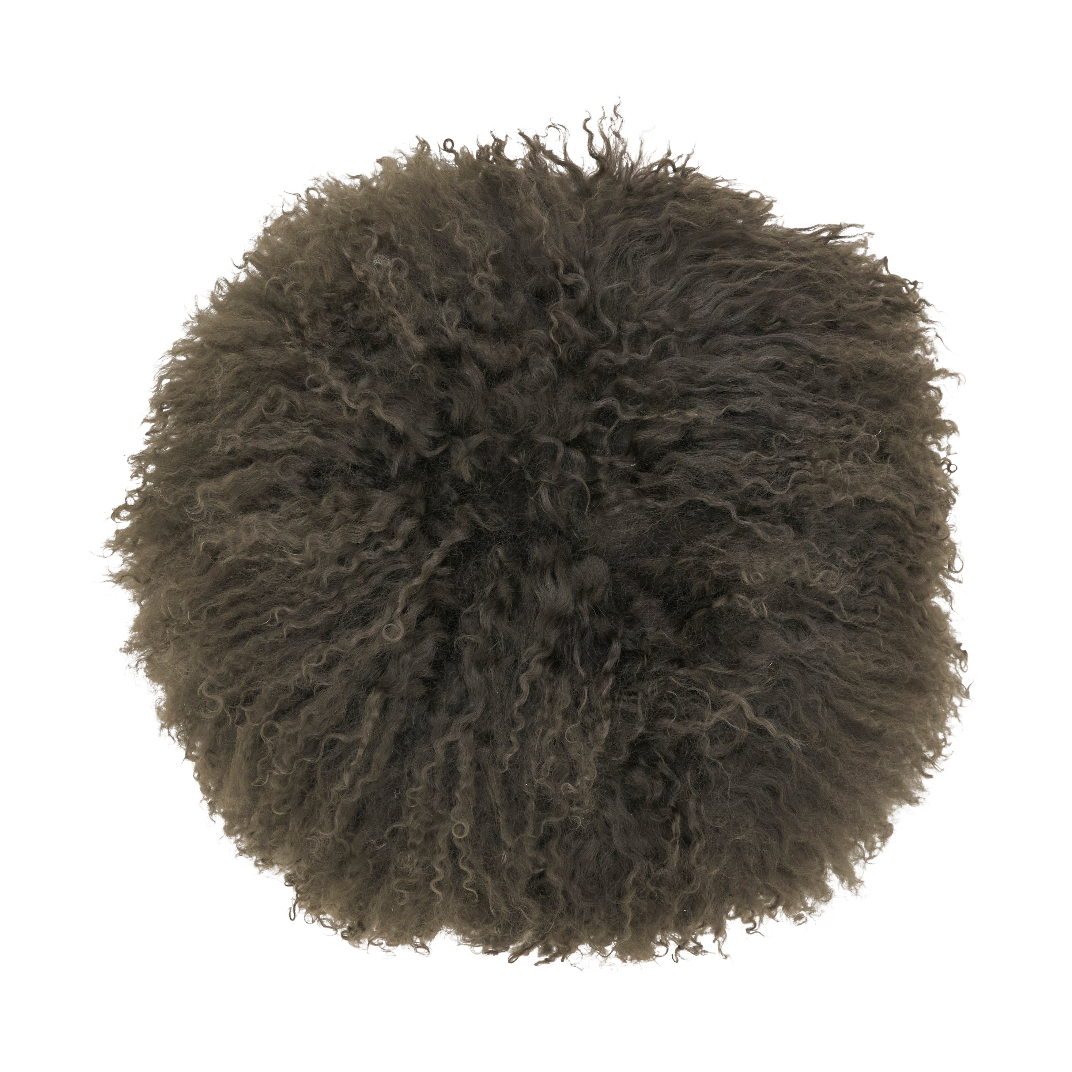 100% Wool Mongolian Lamb Fur Poly Filled Throw Pillow