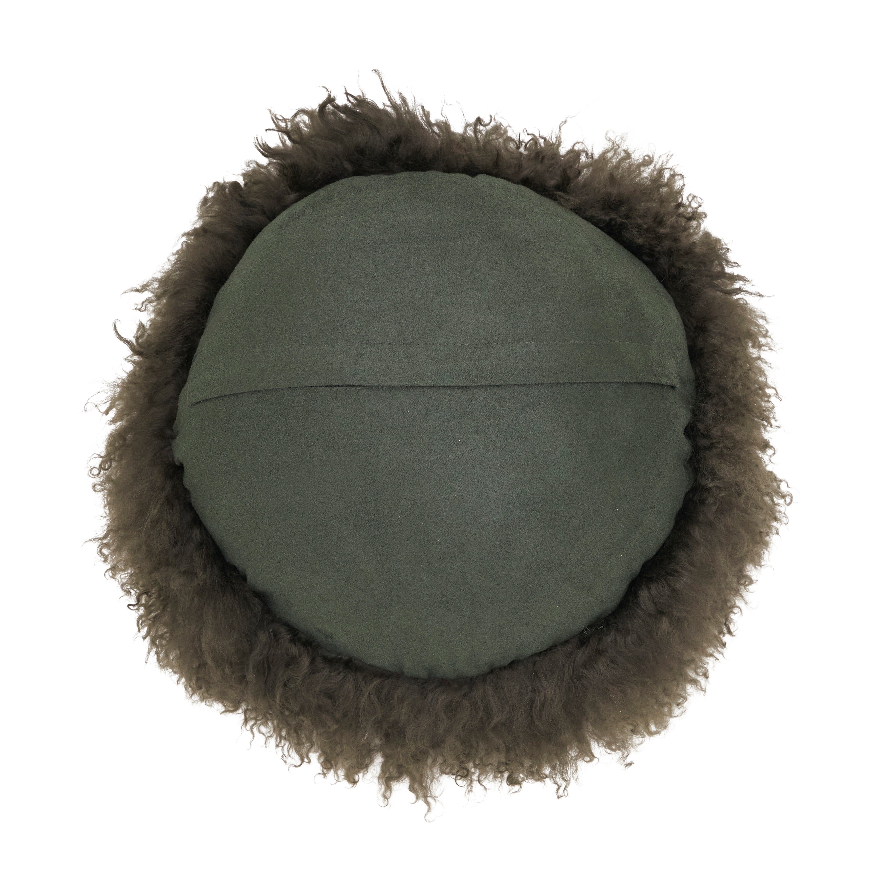 100% Wool Mongolian Lamb Fur Poly Filled Throw Pillow