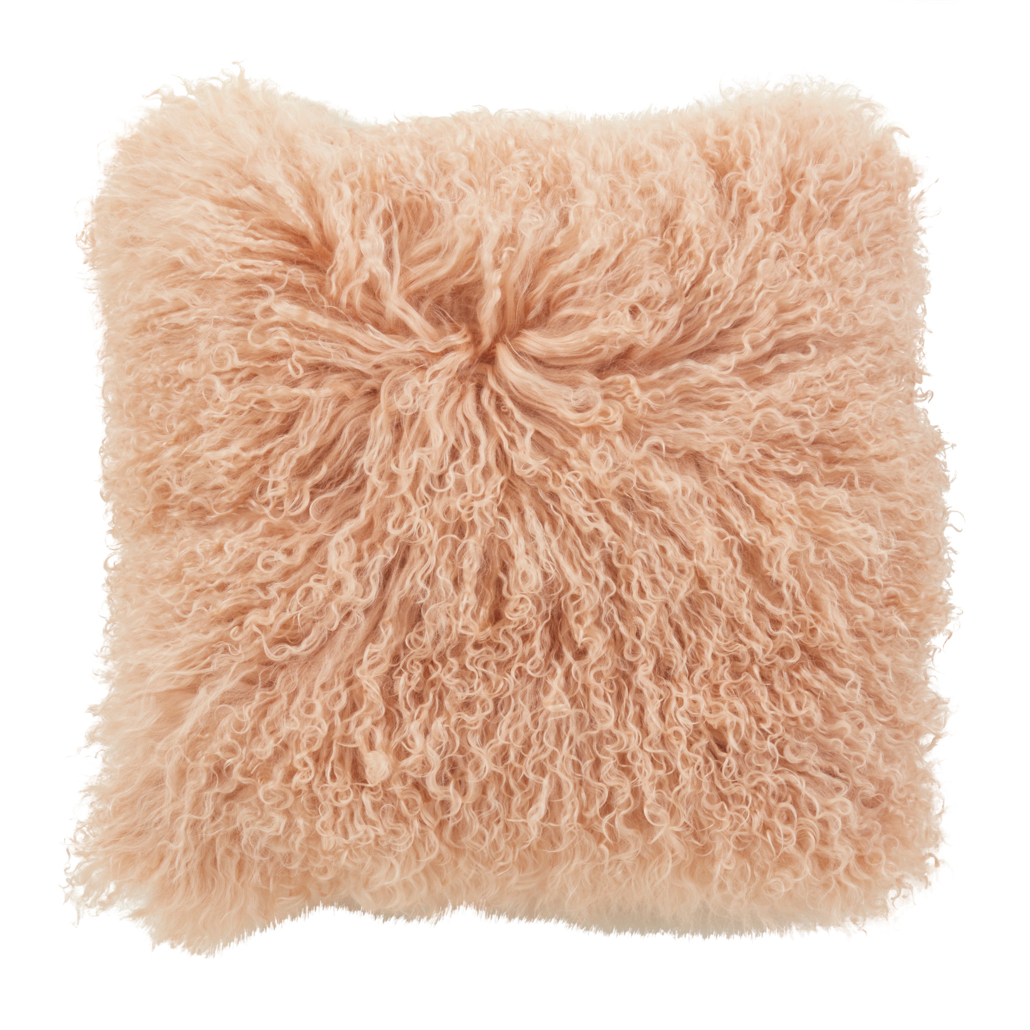 100% Wool Mongolian Lamb Fur Square Throw Pillow