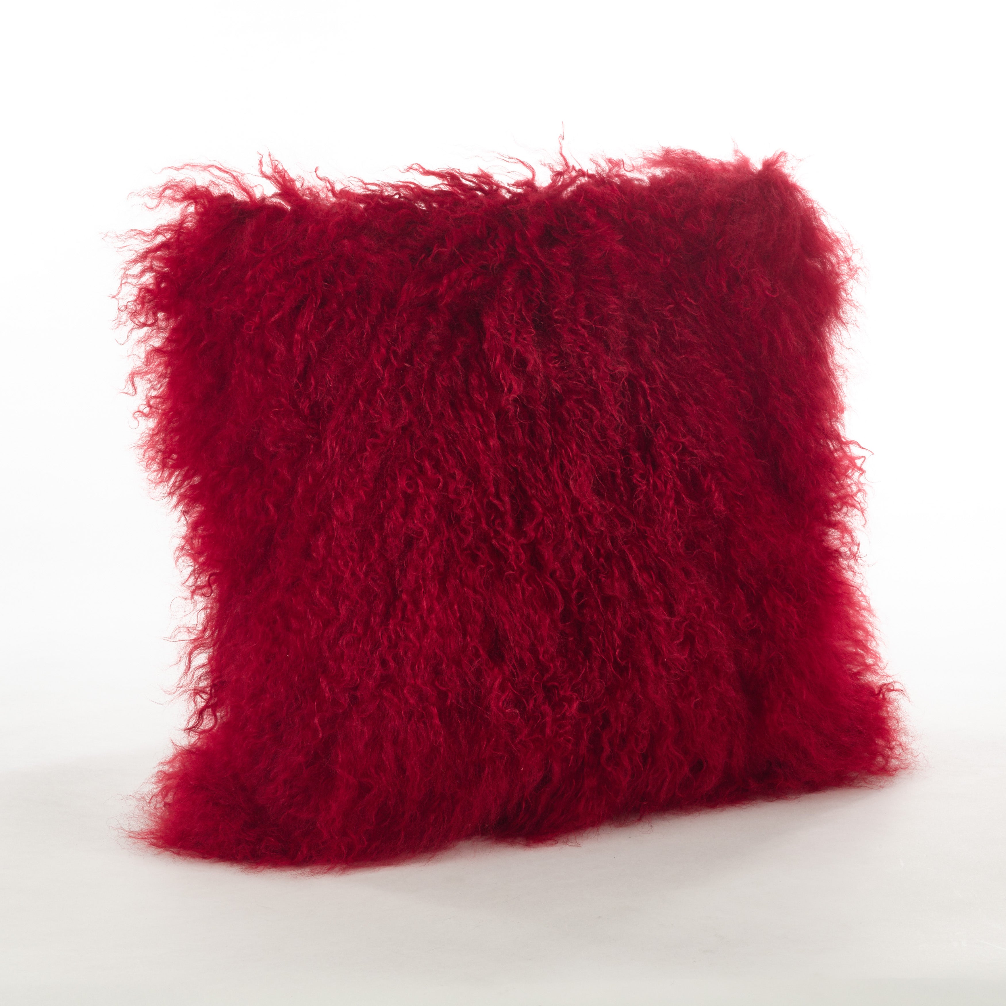 100% Wool Mongolian Lamb Fur Square Throw Pillow