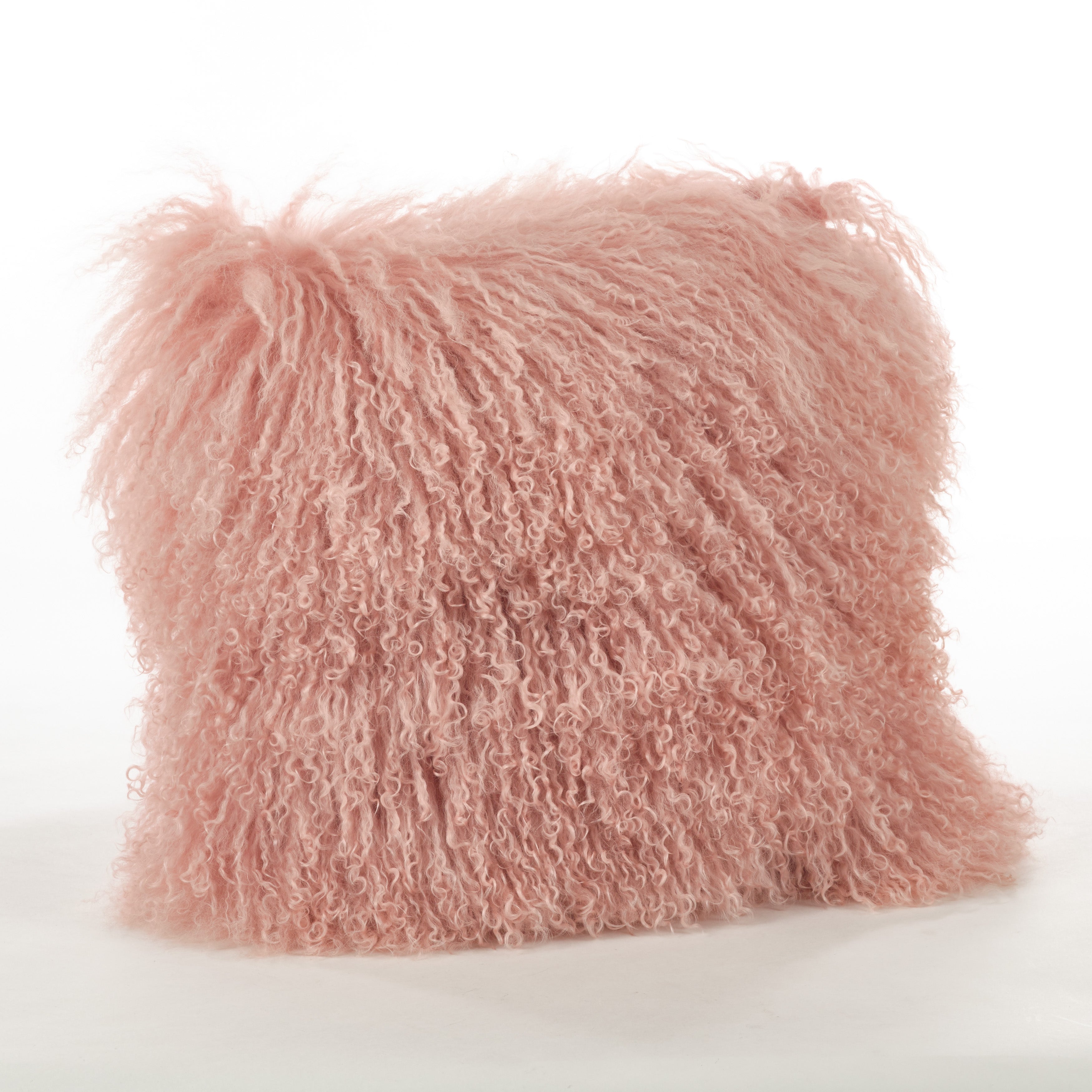 100% Wool Mongolian Lamb Fur Square Throw Pillow