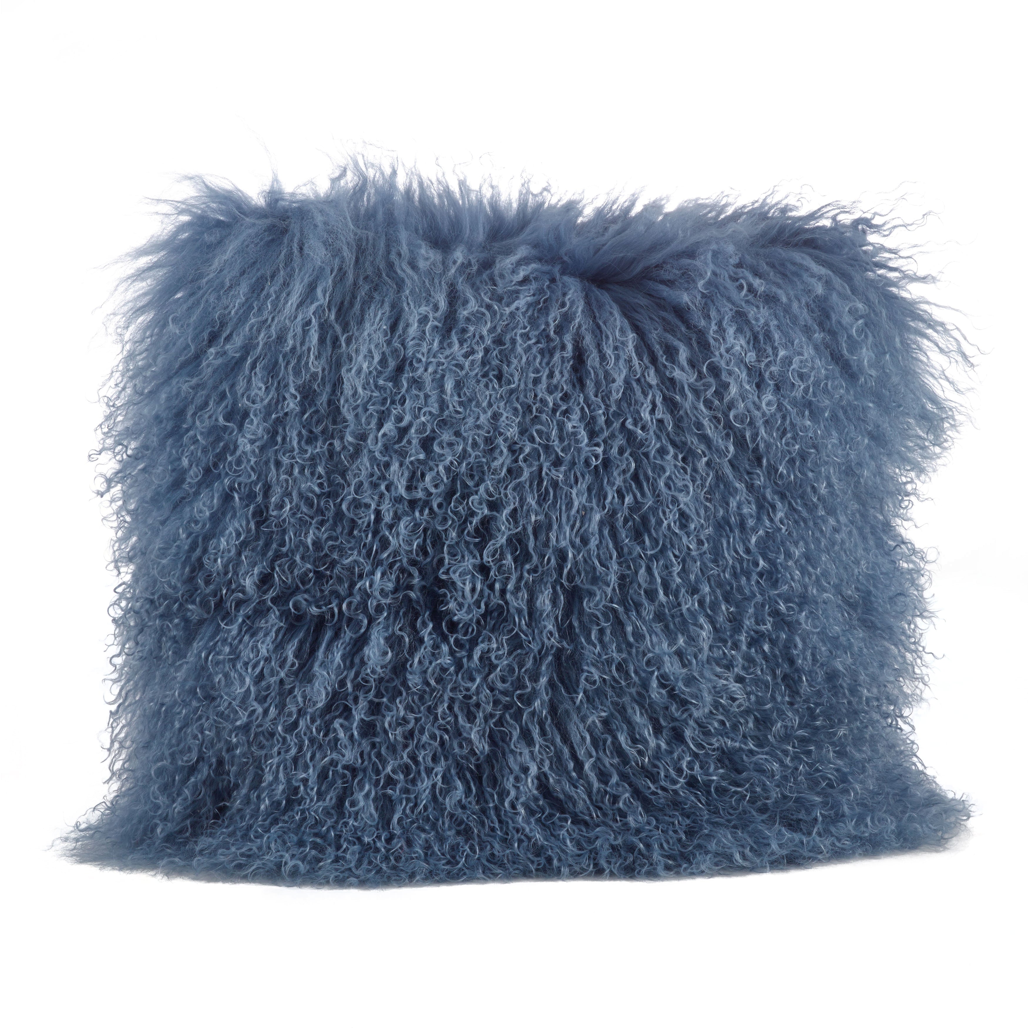 100% Wool Mongolian Lamb Fur Square Throw Pillow