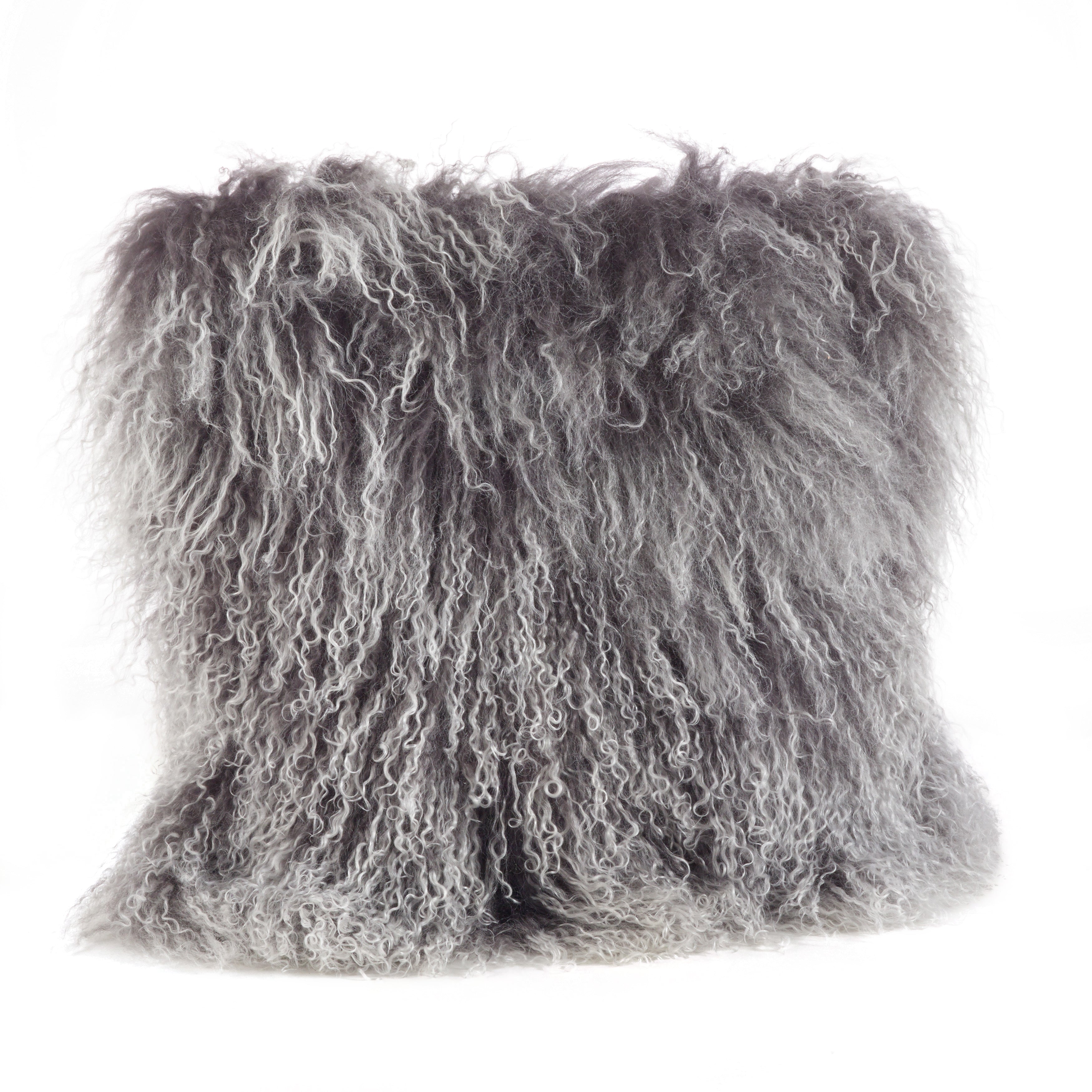 100% Wool Mongolian Lamb Fur Square Throw Pillow