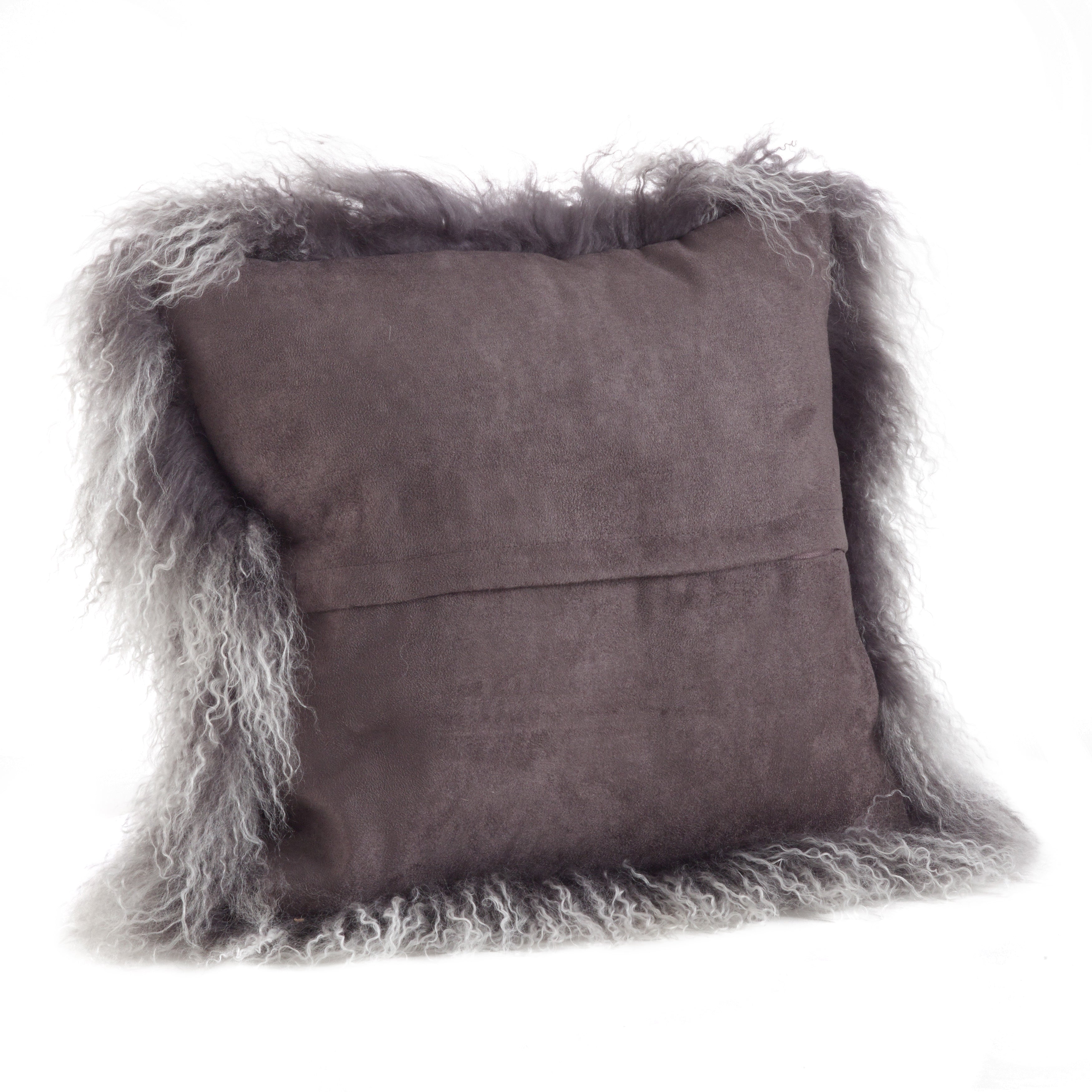 100% Wool Mongolian Lamb Fur Square Throw Pillow