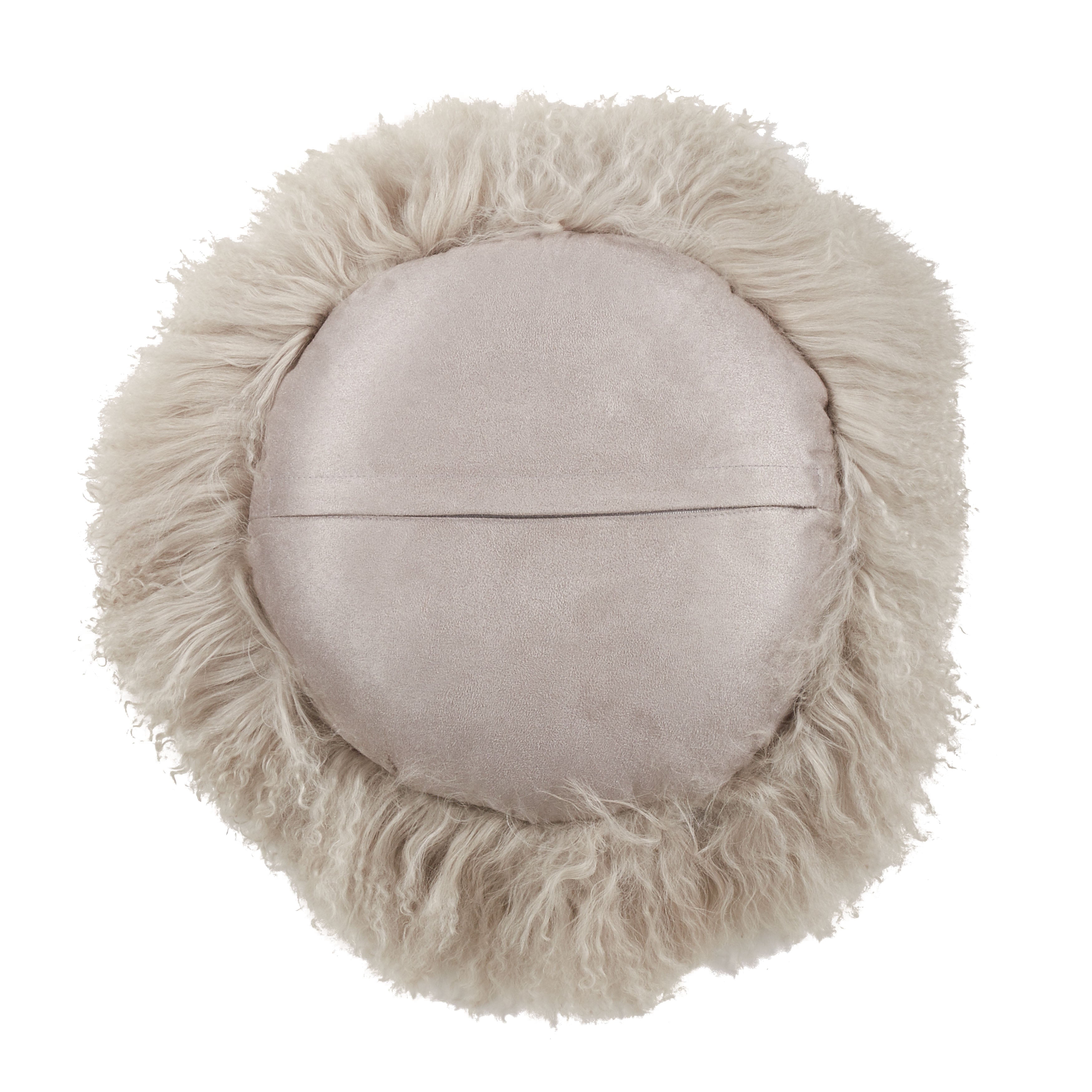100% Wool Mongolian Lamb Fur Round Throw Pillow