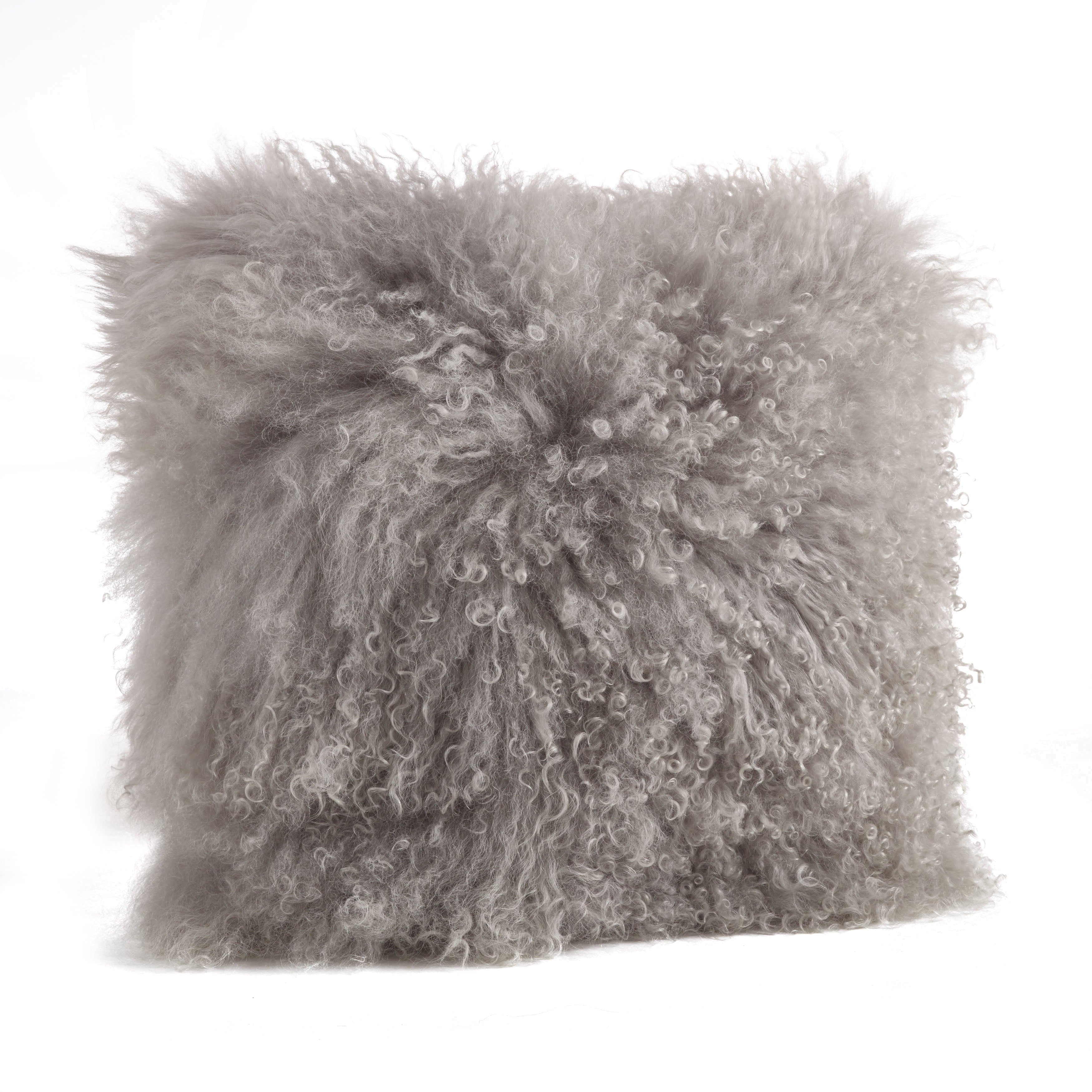 100% Wool Mongolian Lamb Fur Square Throw Pillow