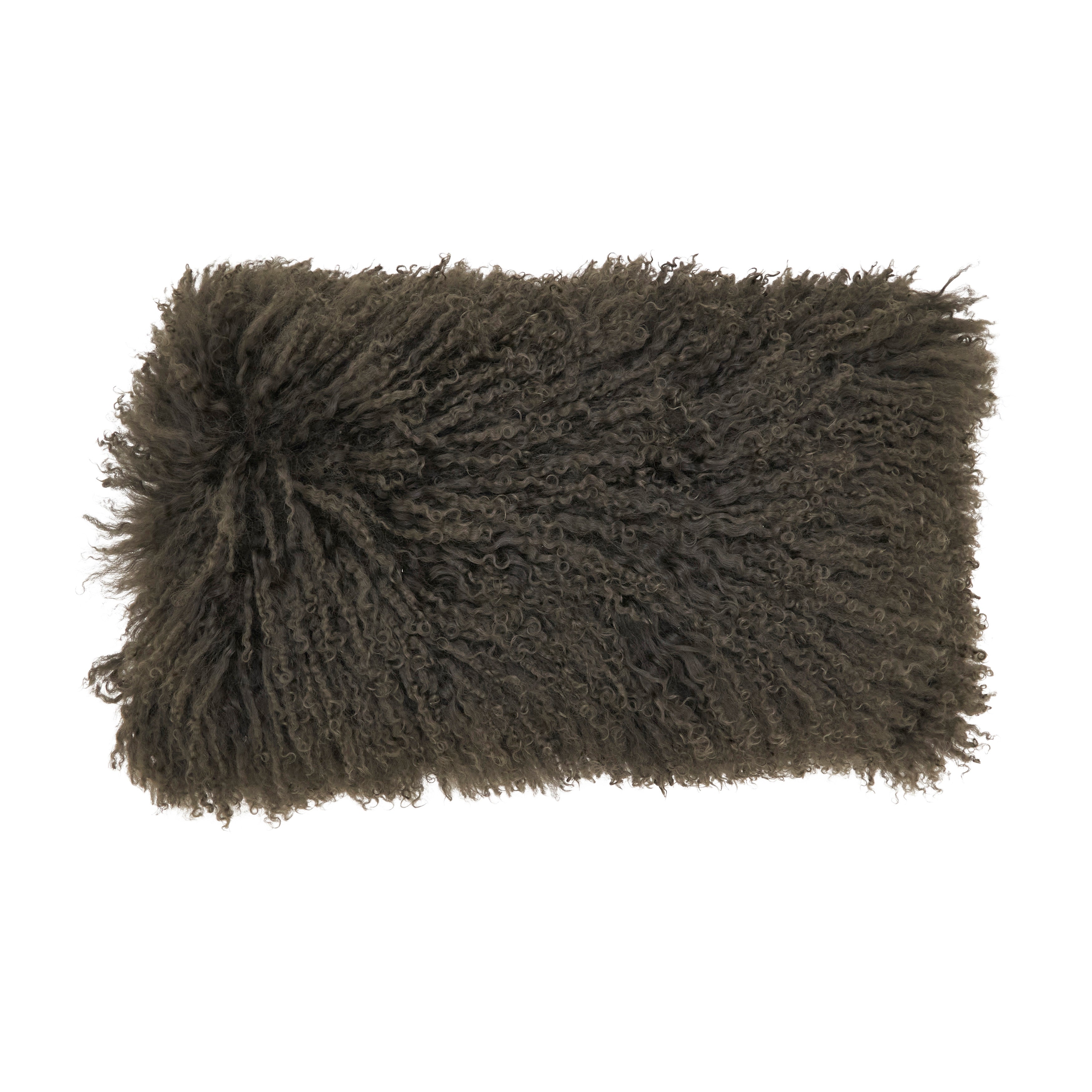 100% Wool Mongolian Lamb Fur Poly Filled Throw Pillow