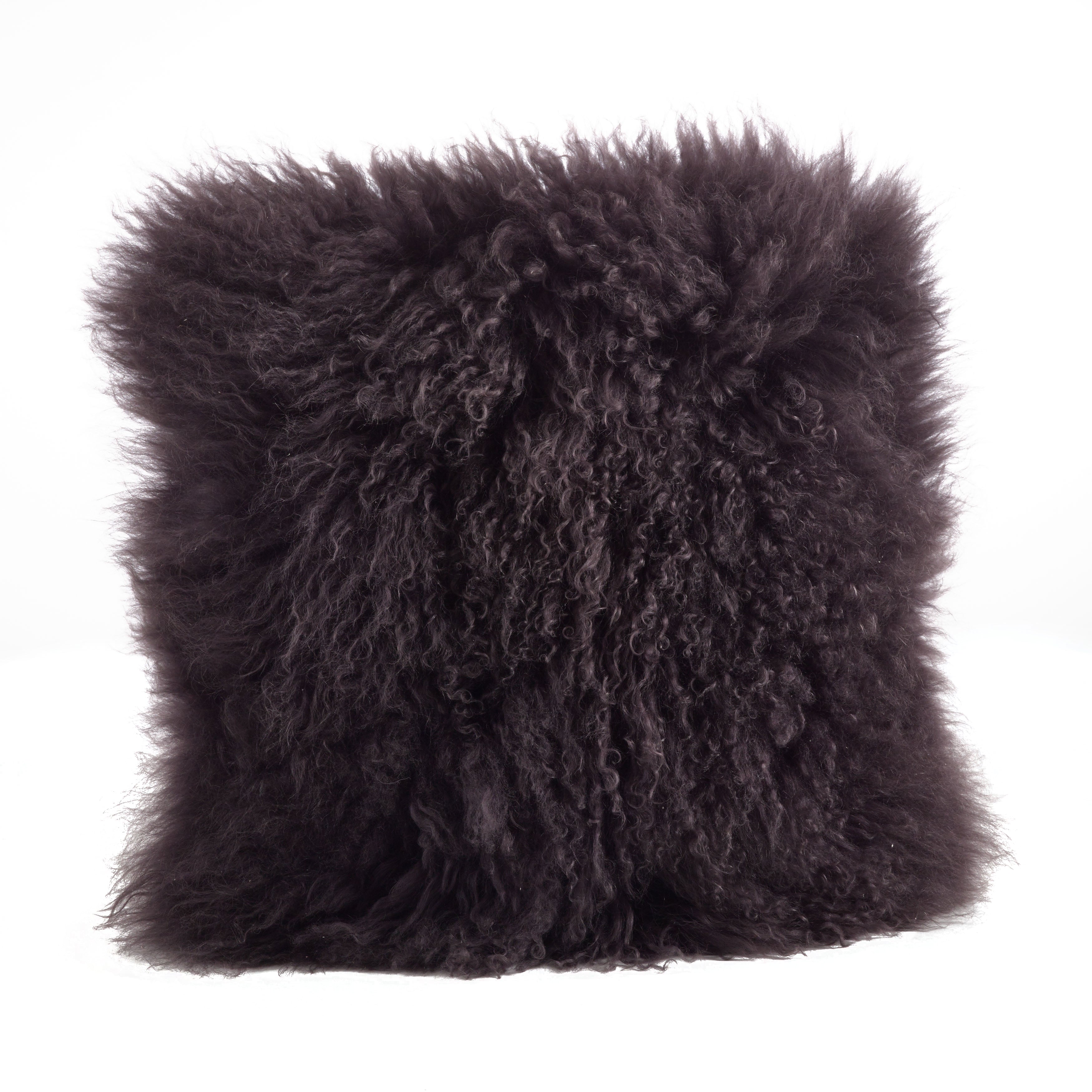 100% Wool Mongolian Lamb Fur Square Throw Pillow