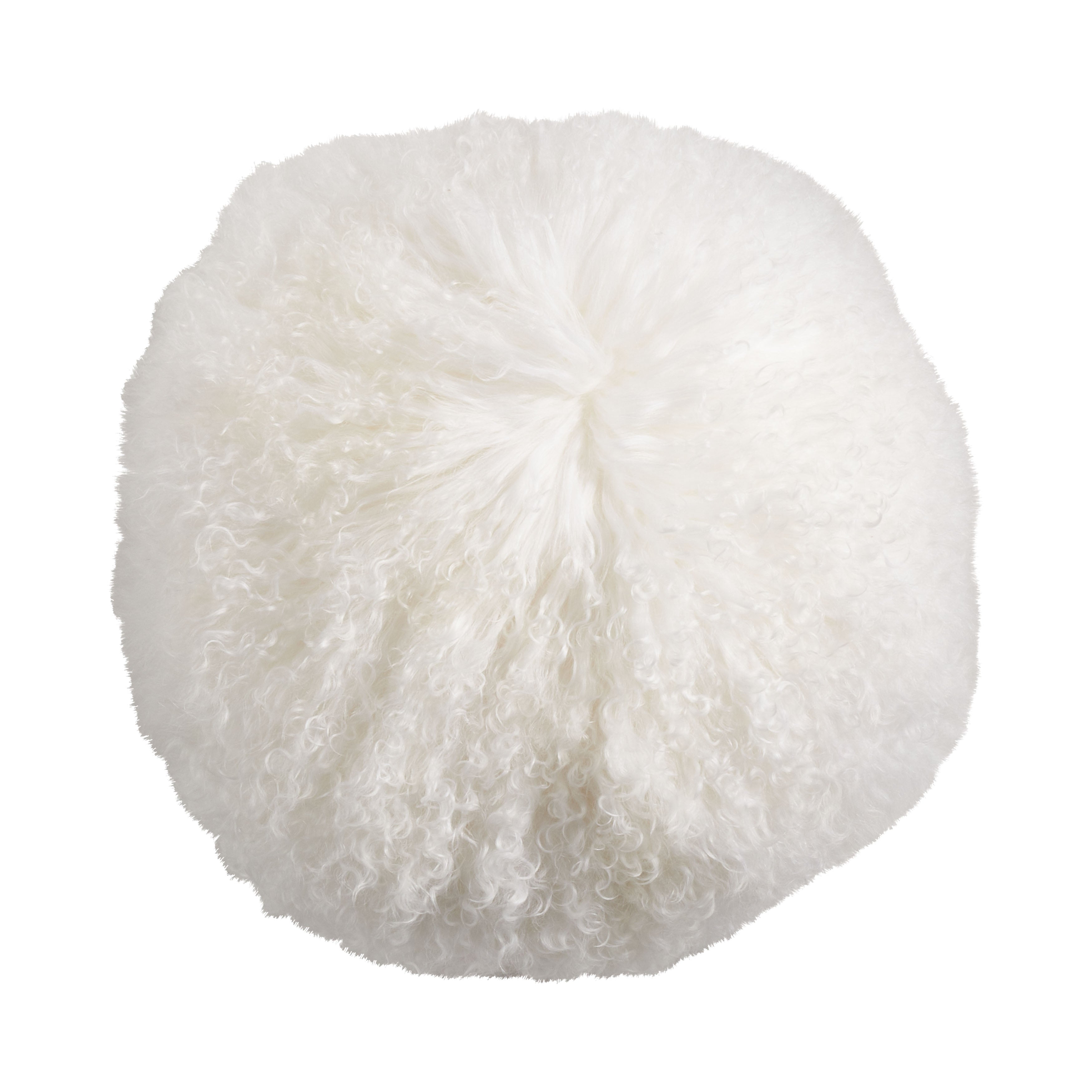 100% Wool Mongolian Lamb Fur Round Throw Pillow