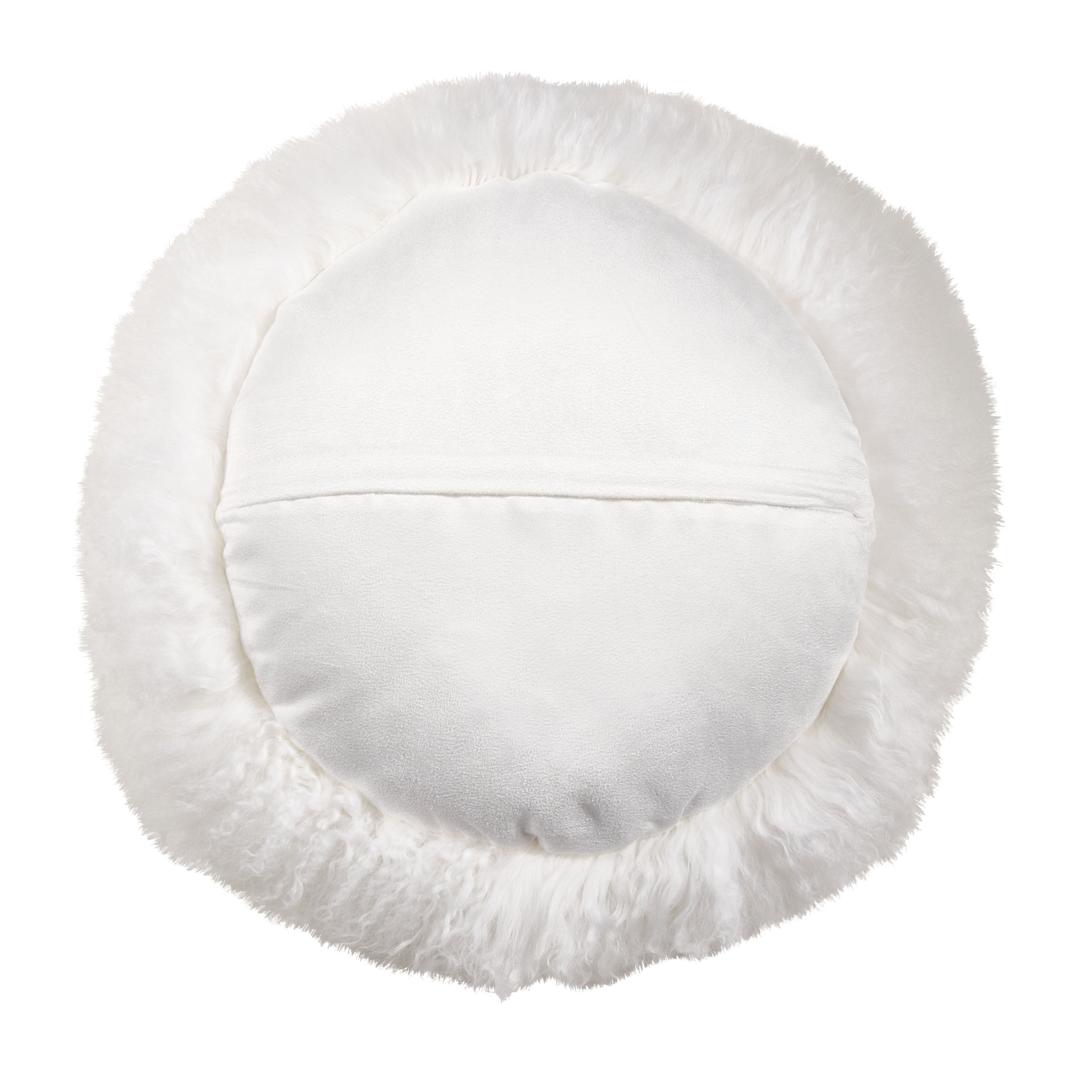 100% Wool Mongolian Lamb Fur Round Throw Pillow