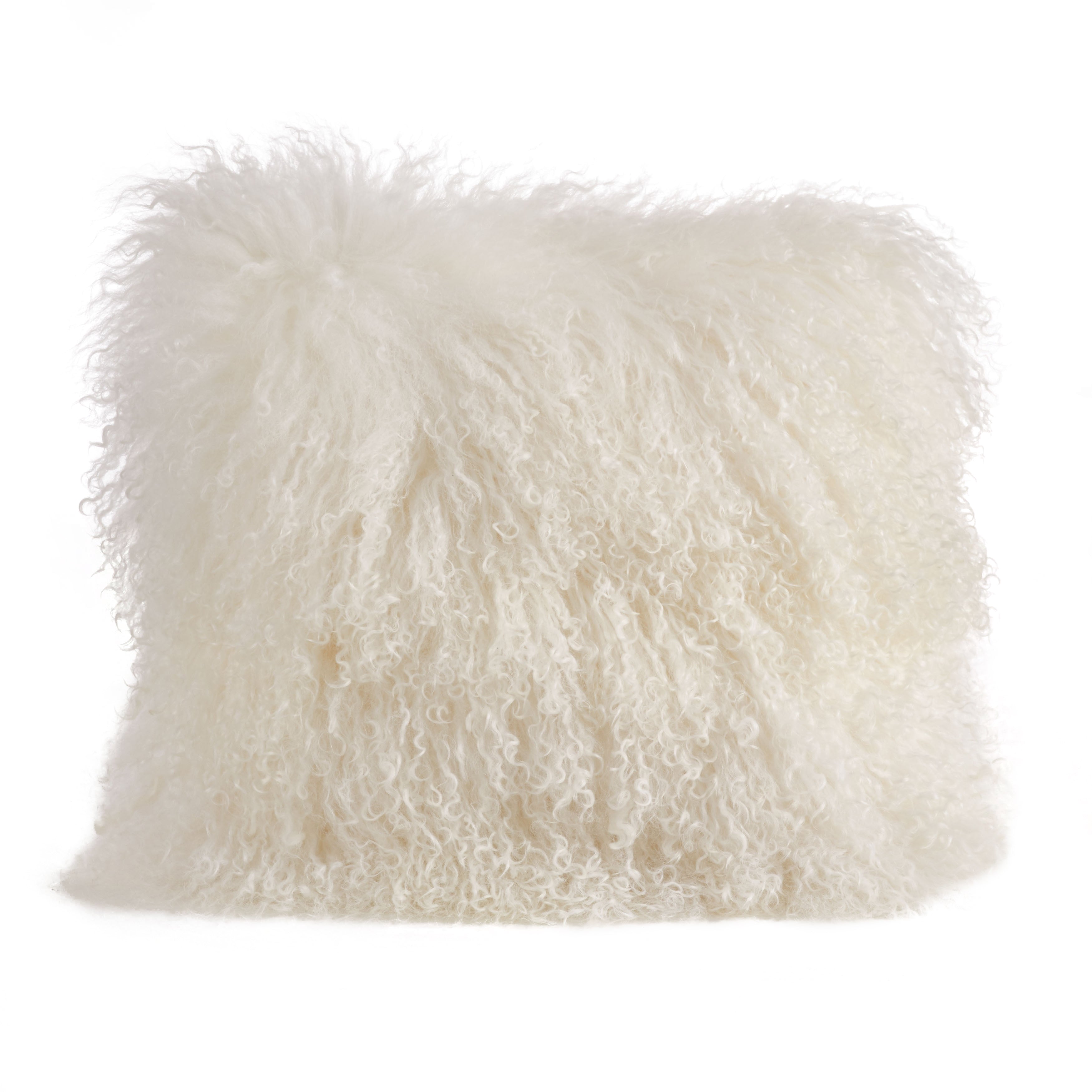 100% Wool Mongolian Lamb Fur Square Throw Pillow