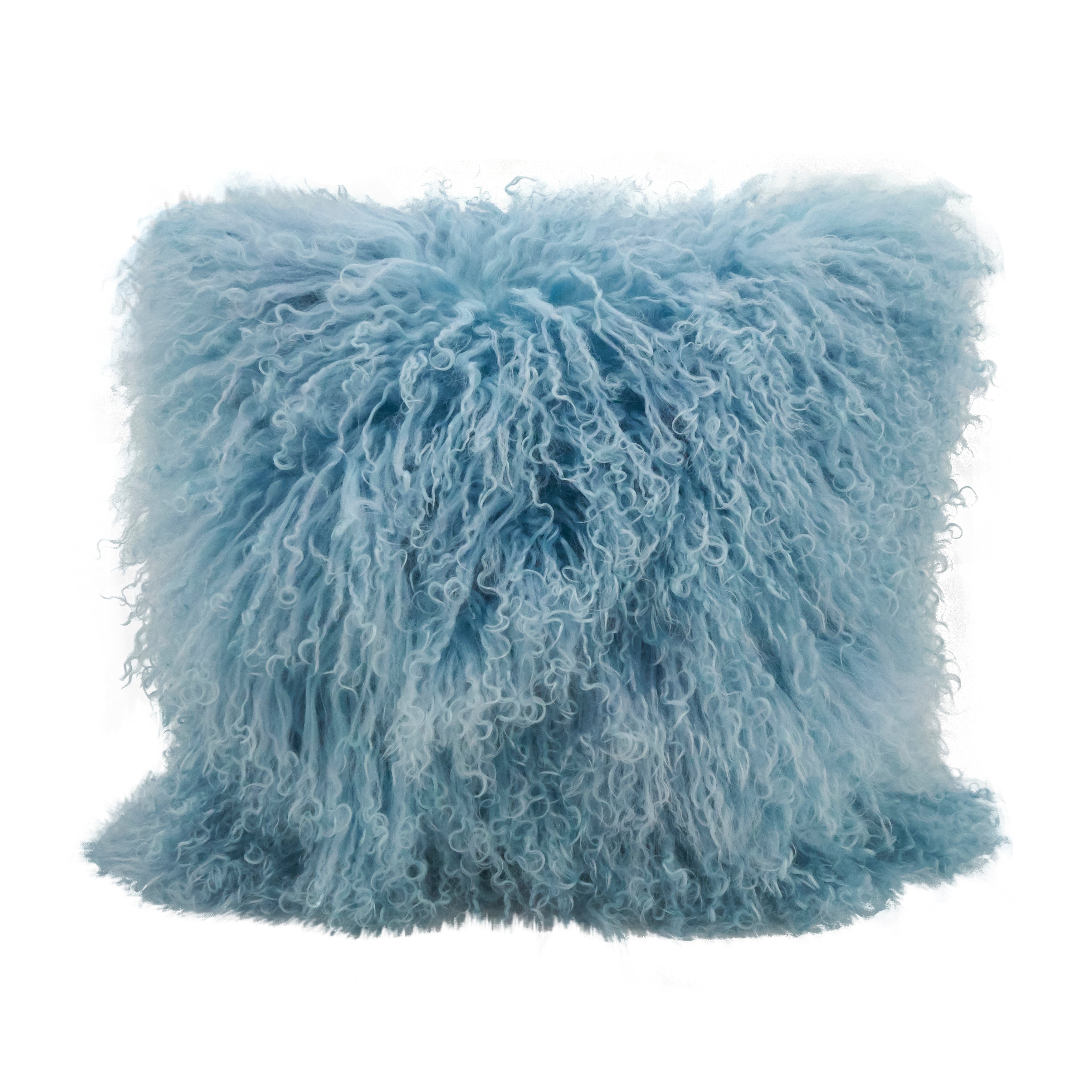 100% Wool Mongolian Lamb Fur Square Throw Pillow