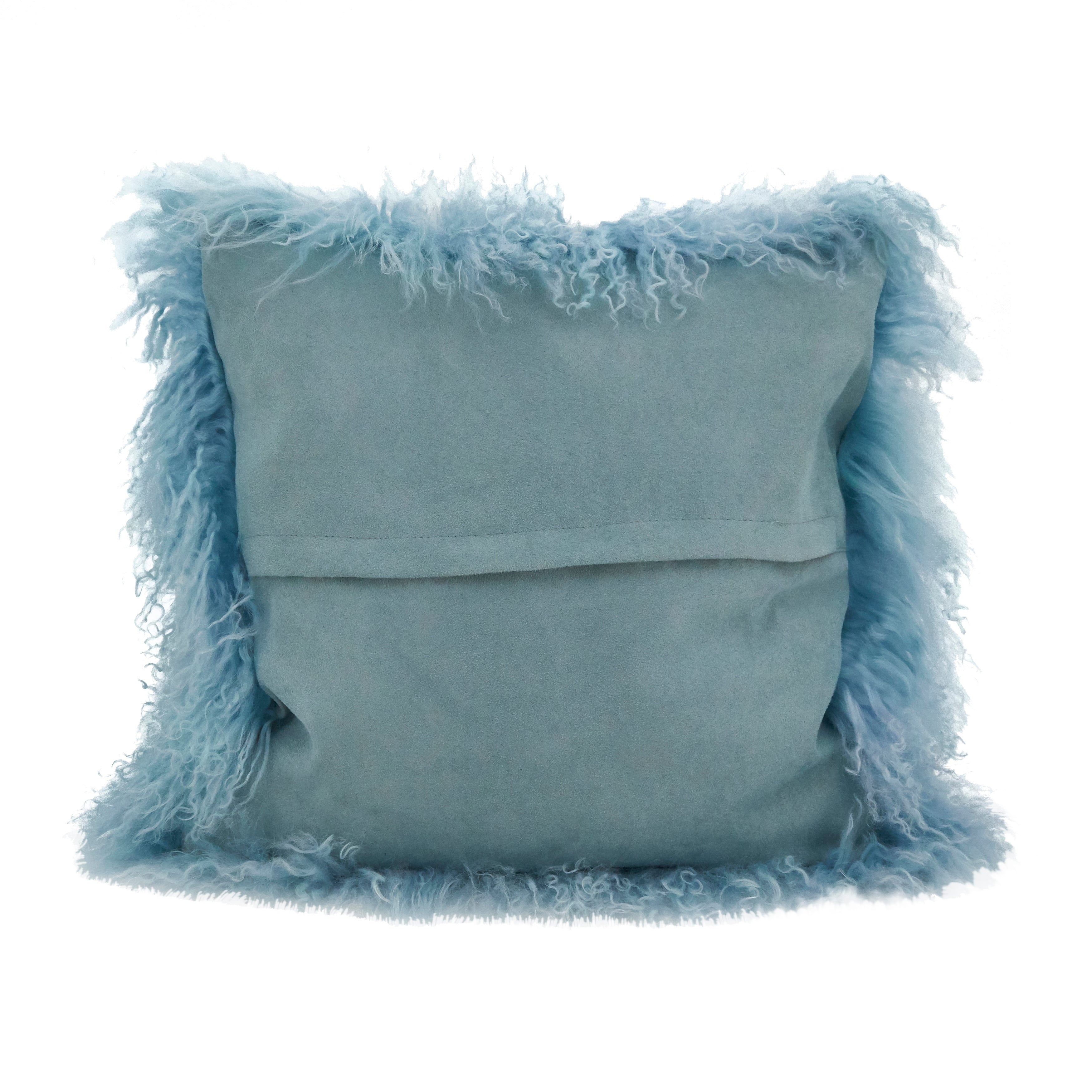 100% Wool Mongolian Lamb Fur Square Throw Pillow