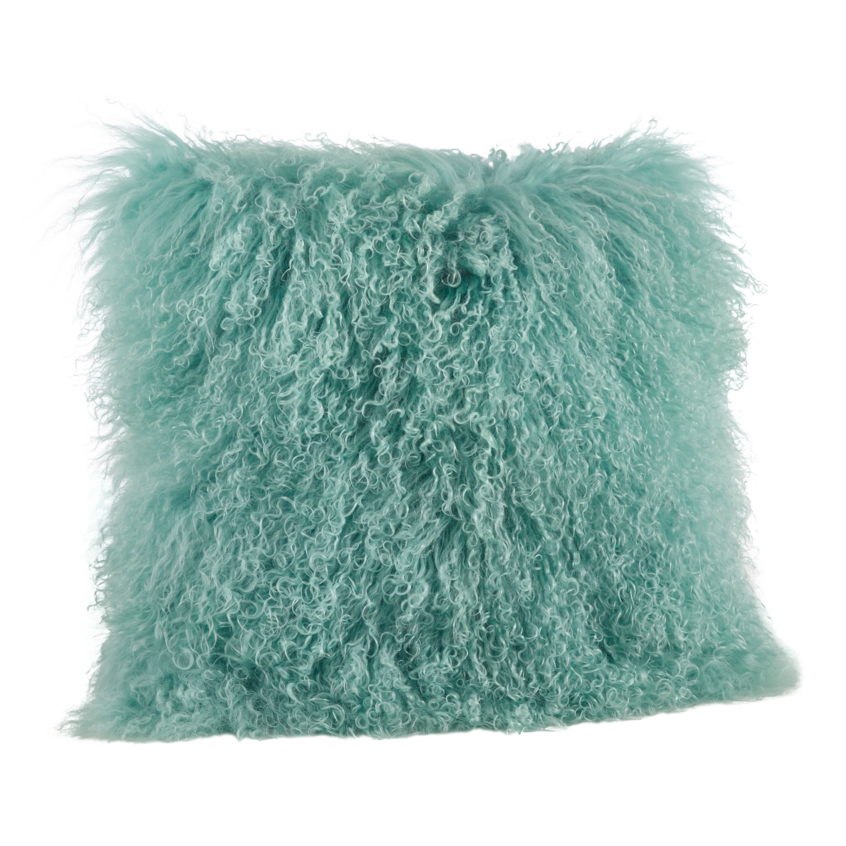 100% Wool Mongolian Lamb Fur Square Throw Pillow