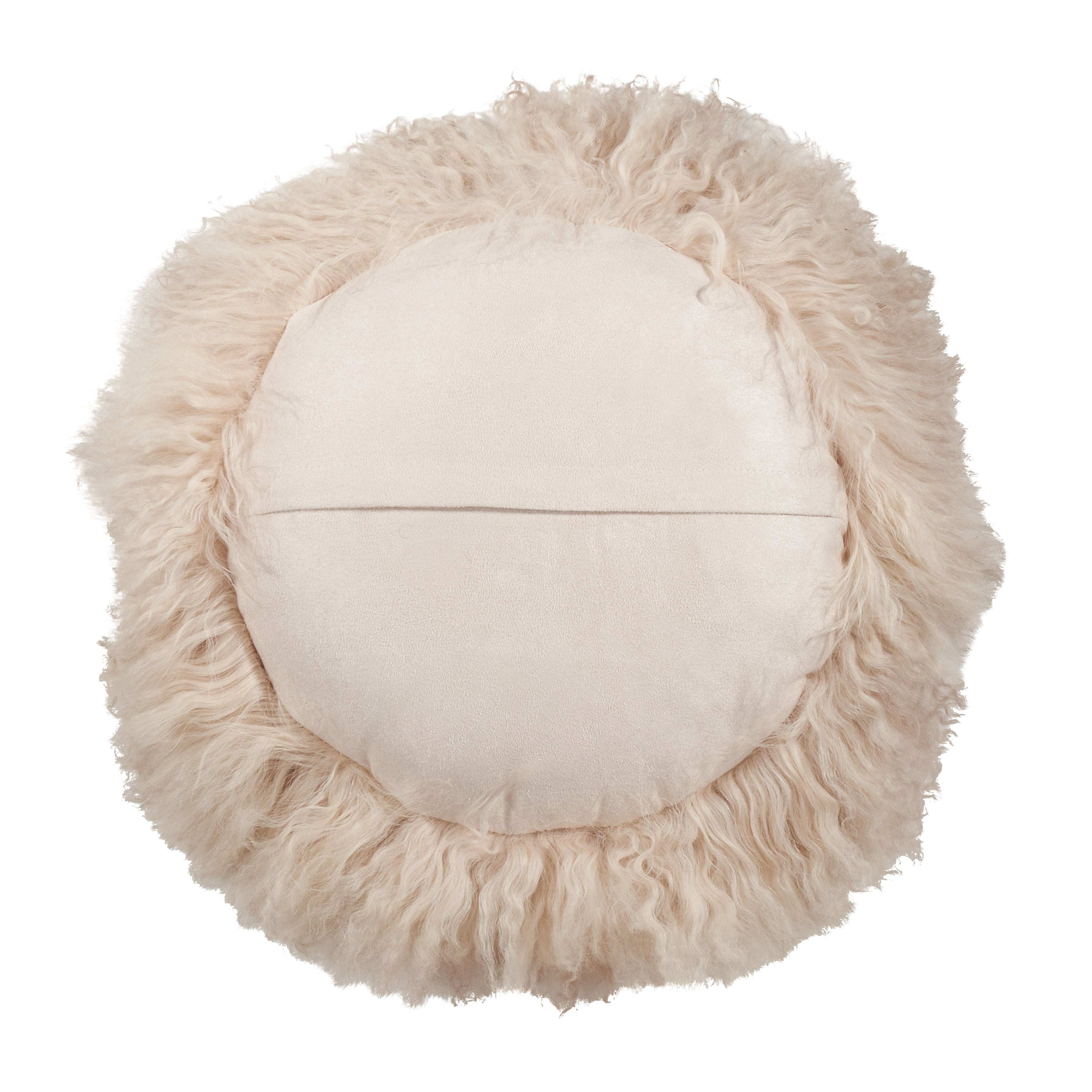 100% Wool Mongolian Lamb Fur Round Throw Pillow