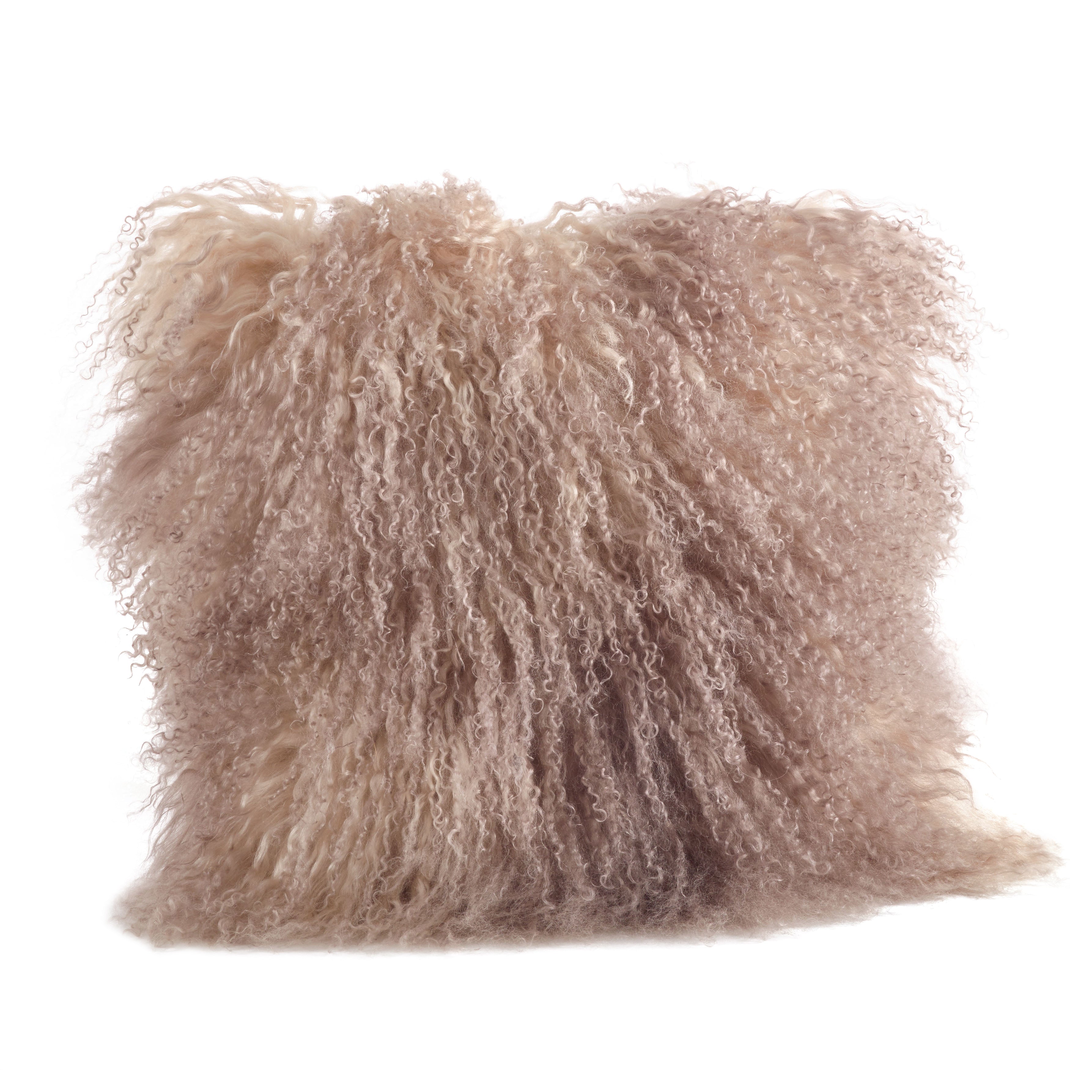 100% Wool Mongolian Lamb Fur Square Throw Pillow