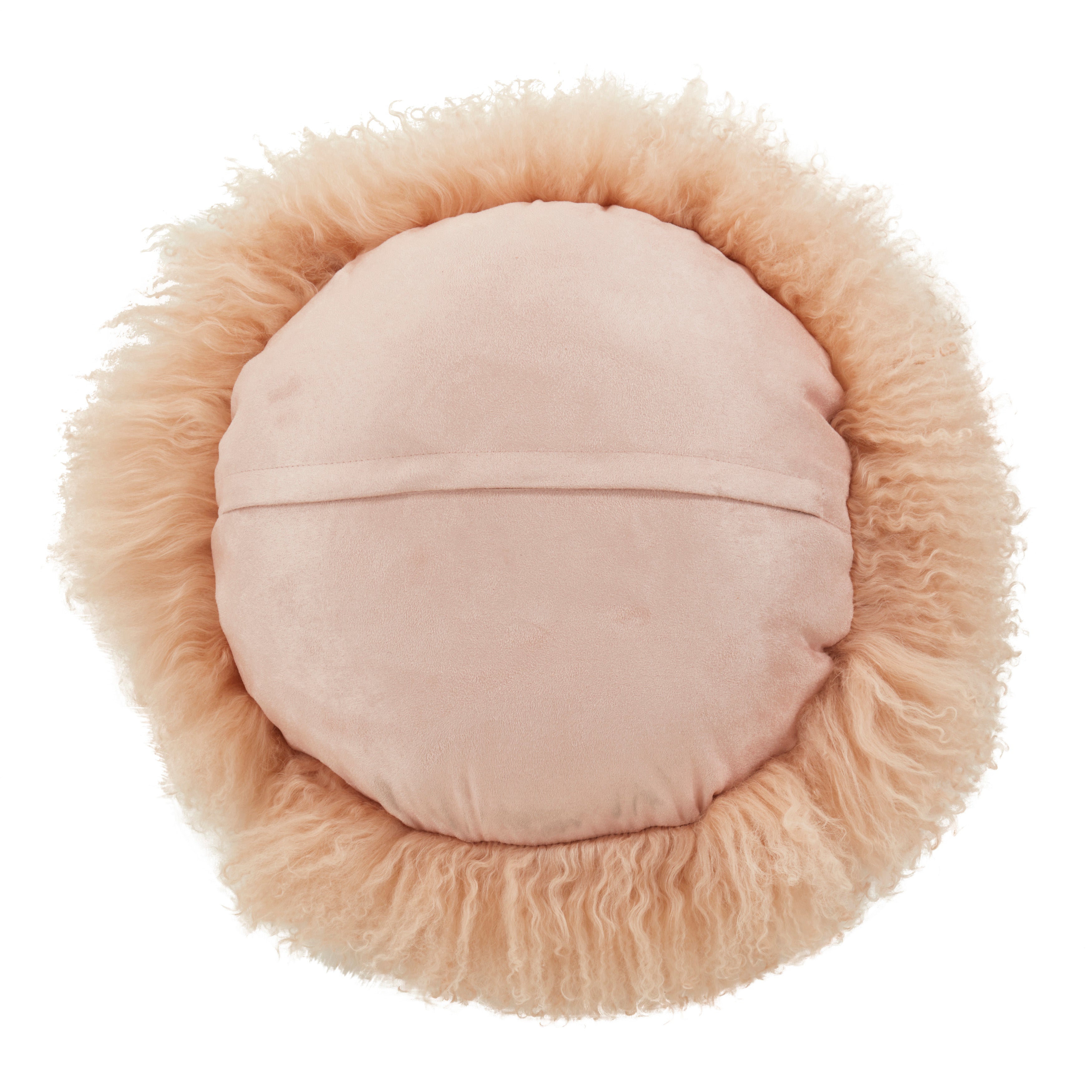 100% Wool Mongolian Lamb Fur Round Throw Pillow