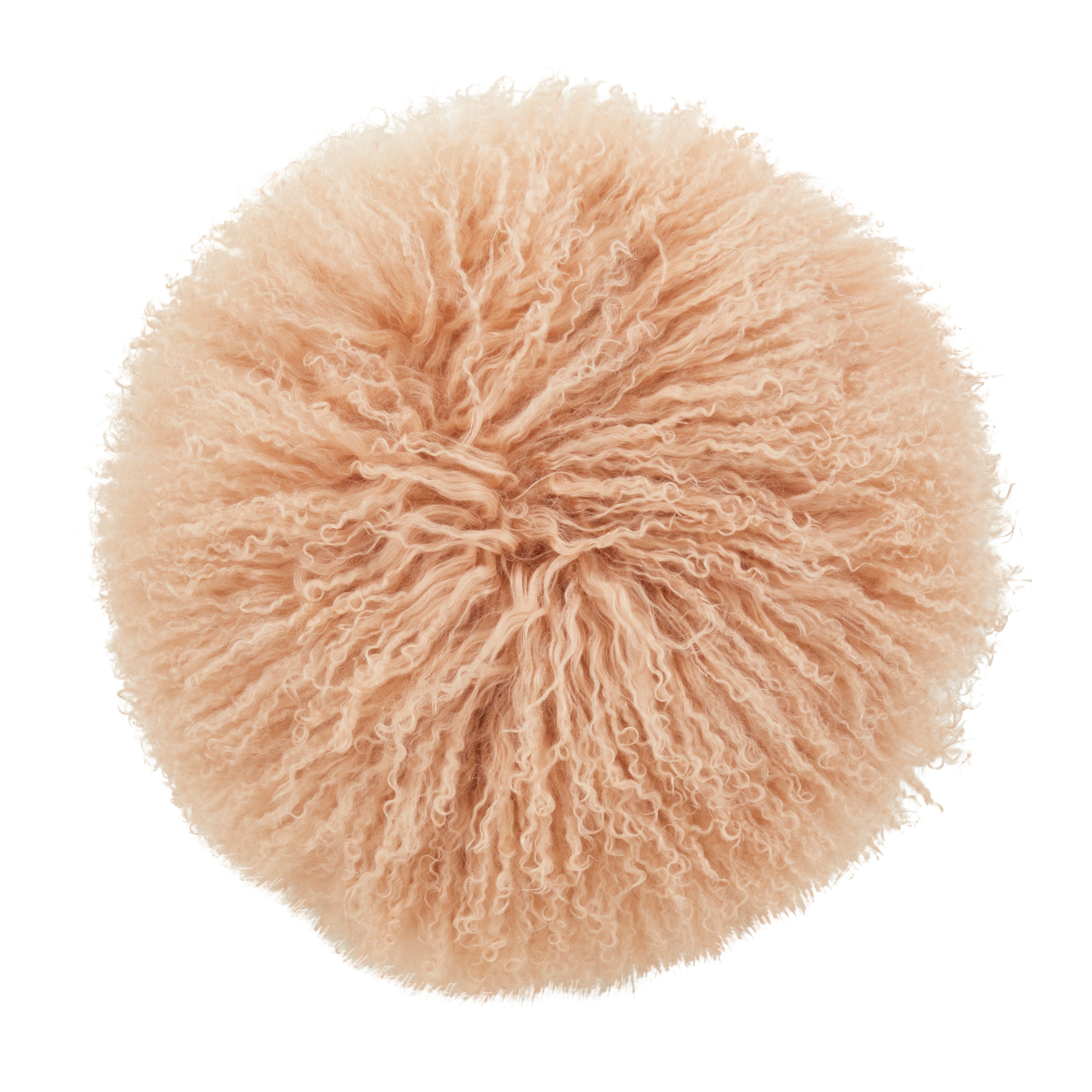 100% Wool Mongolian Lamb Fur Round Throw Pillow