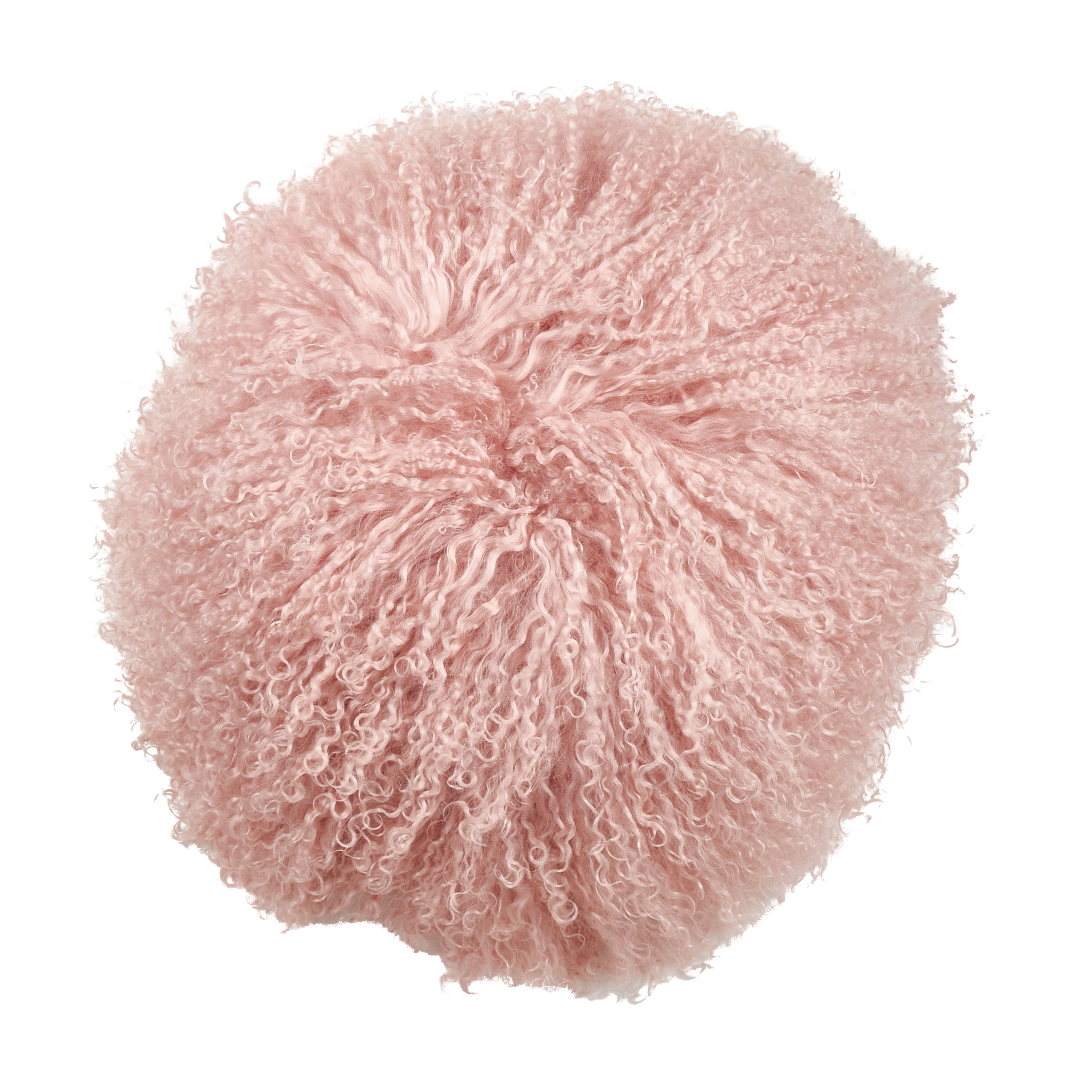 100% Wool Mongolian Lamb Fur Round Throw Pillow