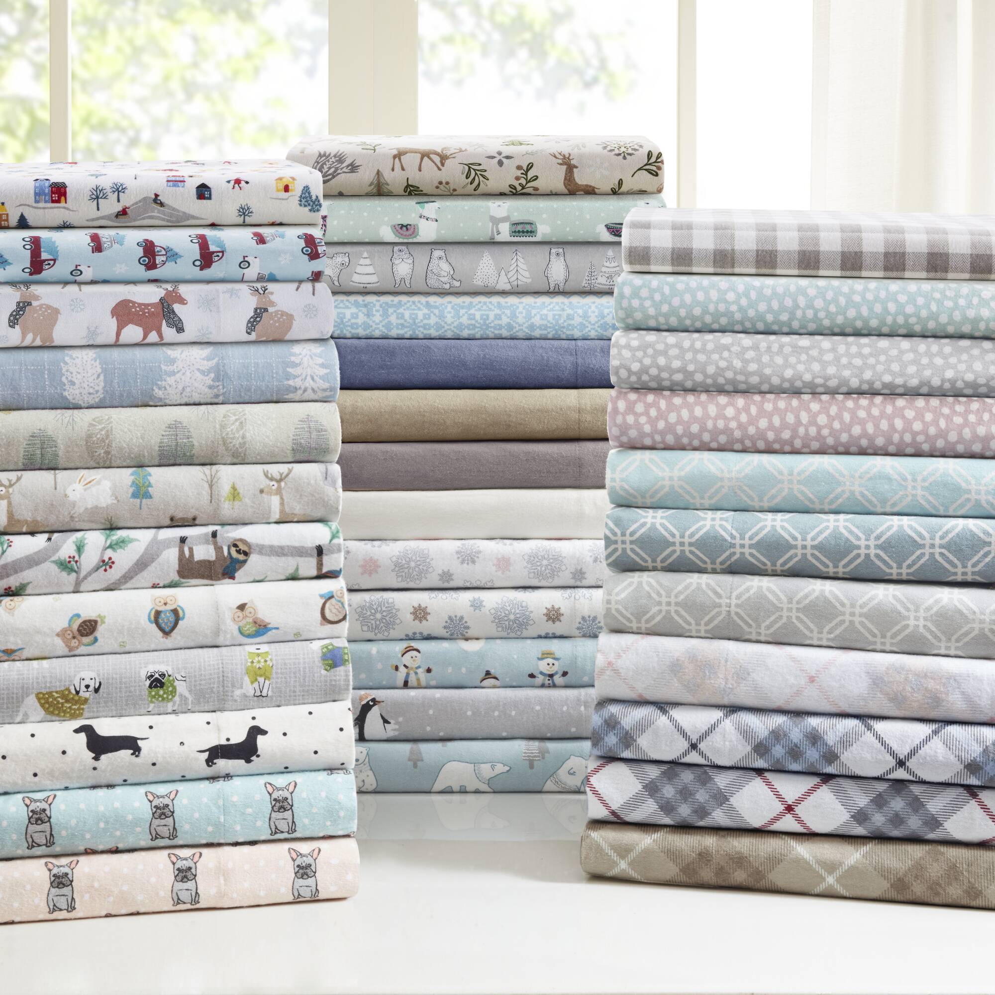 Gray Herringbone Check Printed Sheet Set