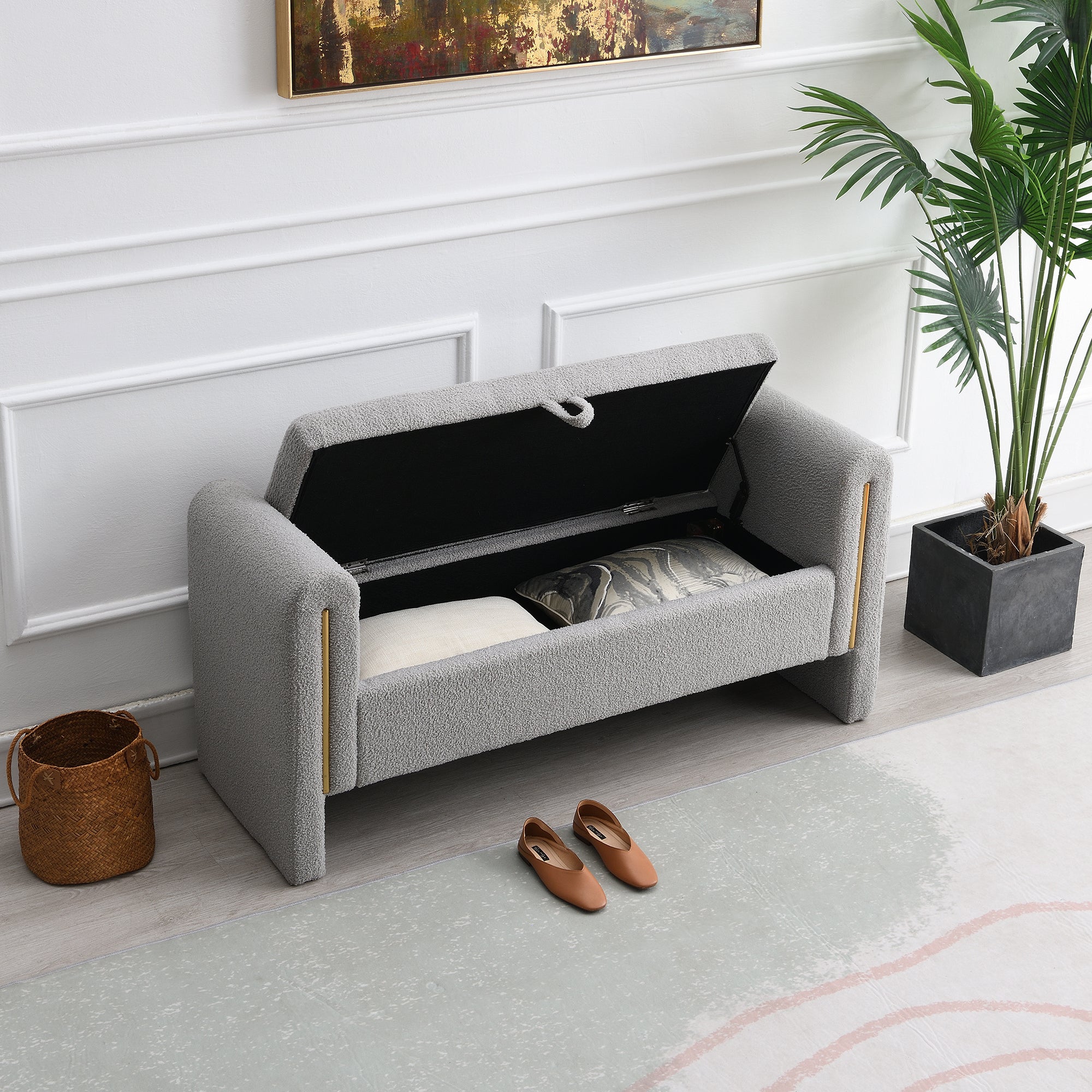 Modern Teddy Bench with Arms and Storage