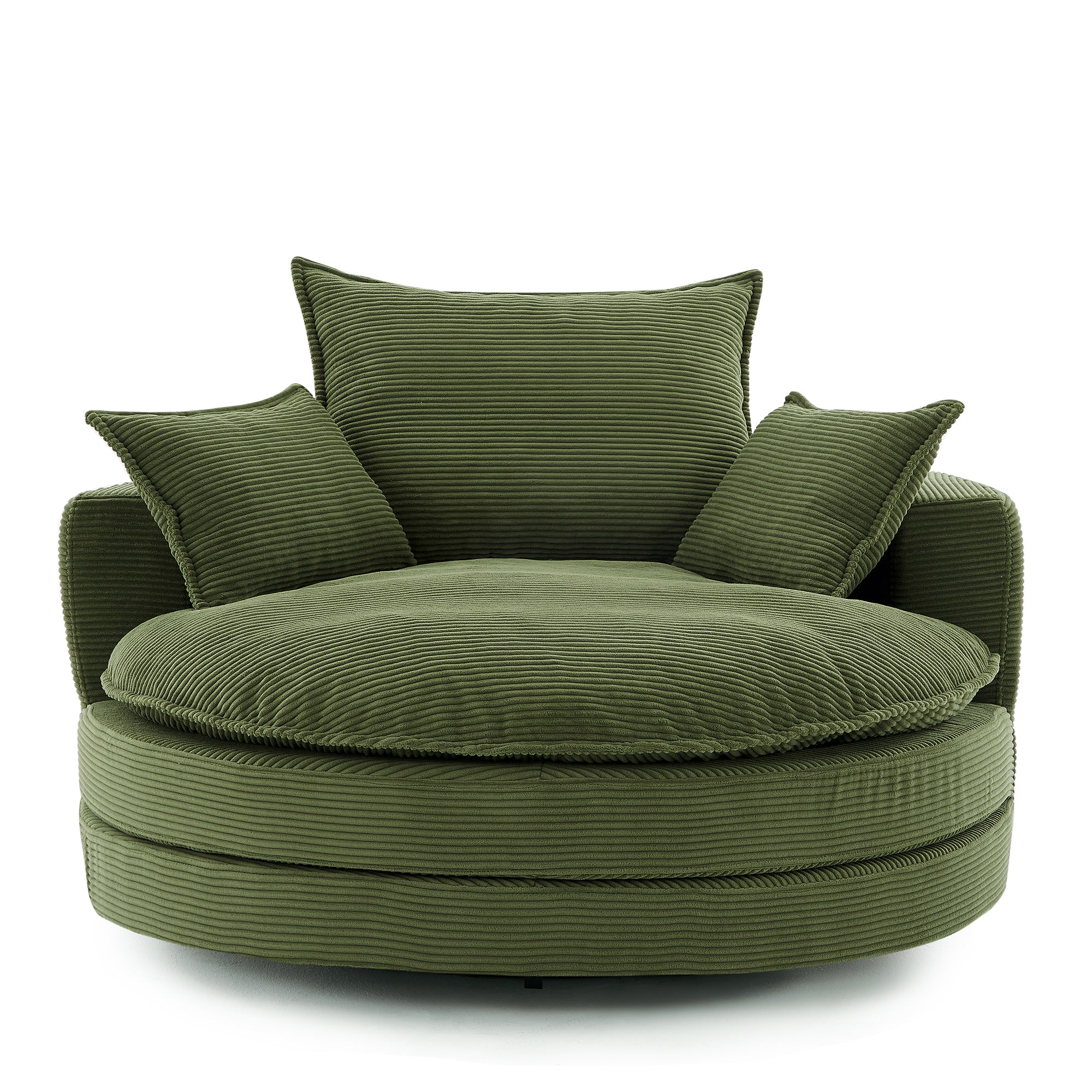 Corduroy 360° Swivel Accent Barrel Chair with 3 Removable Pillows