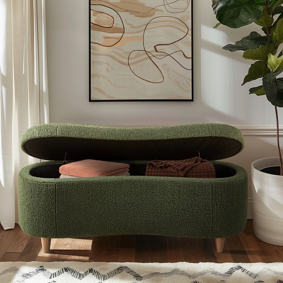 Gardenia Upholstered Flip Top Storage Bench with Solid Wood Legs