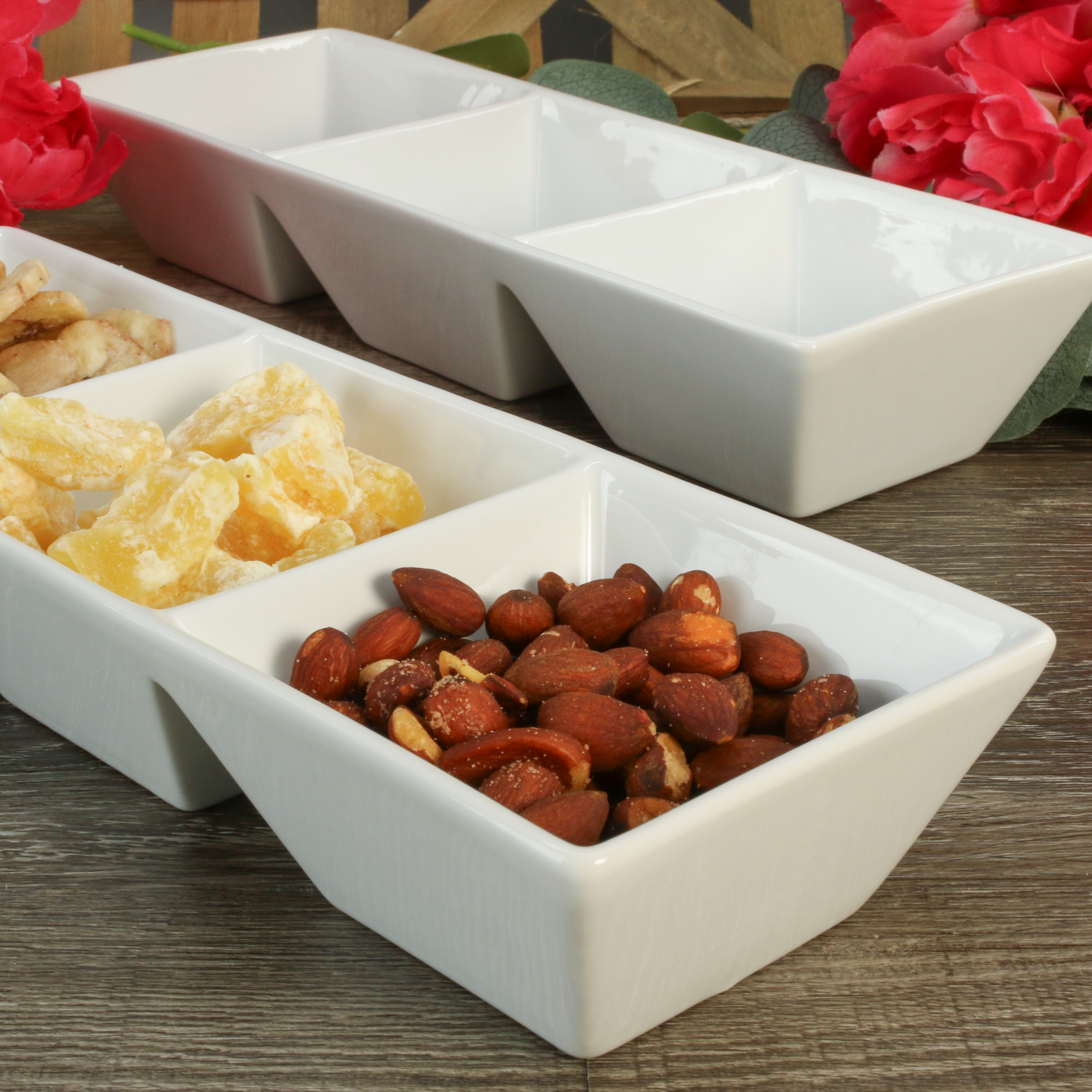 Three Compartment Square Server, Set of 2