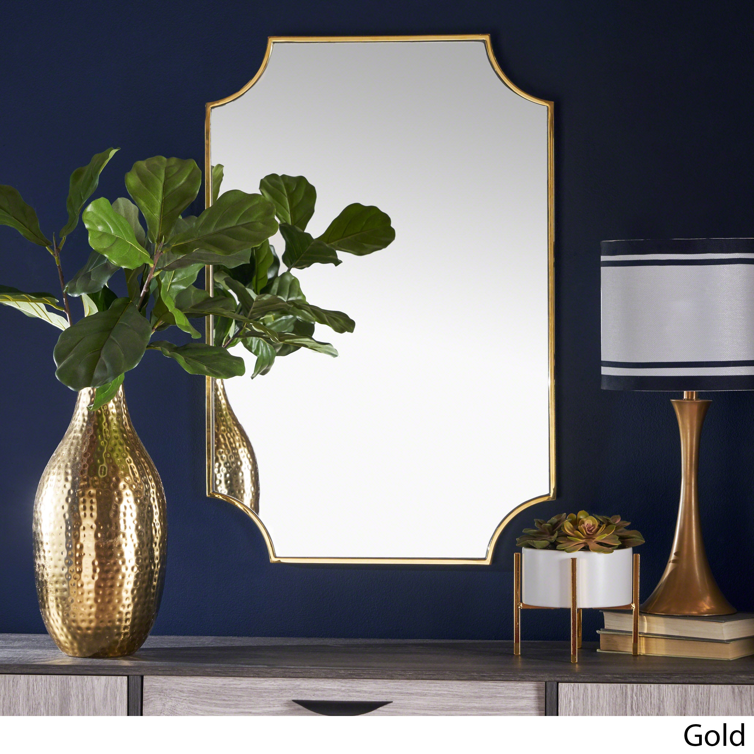 36" Wall Mirror with Rectangular Shape and Stainless Steel Frame
