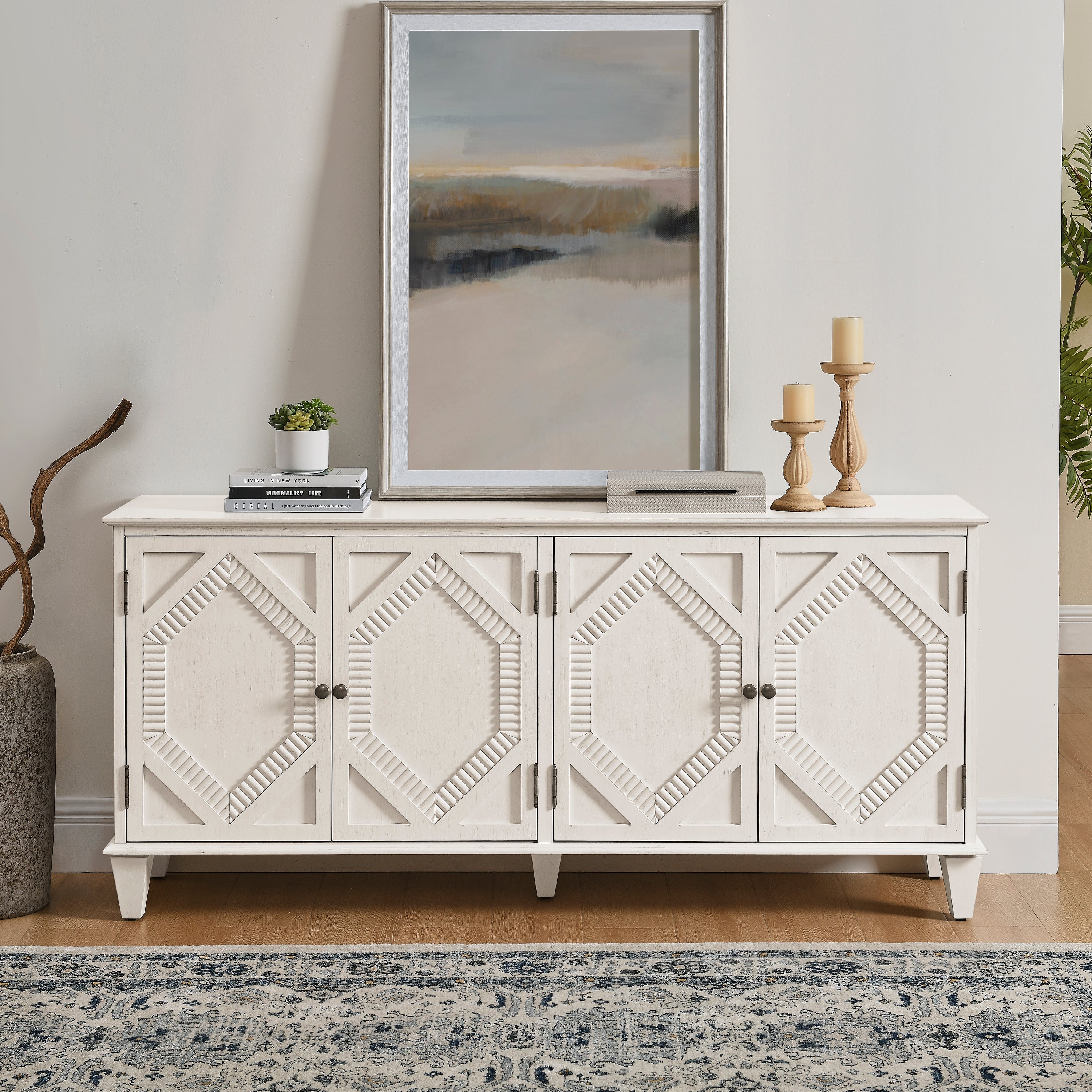 65.2' Mid Century Modern Geometric Accent Sideboard