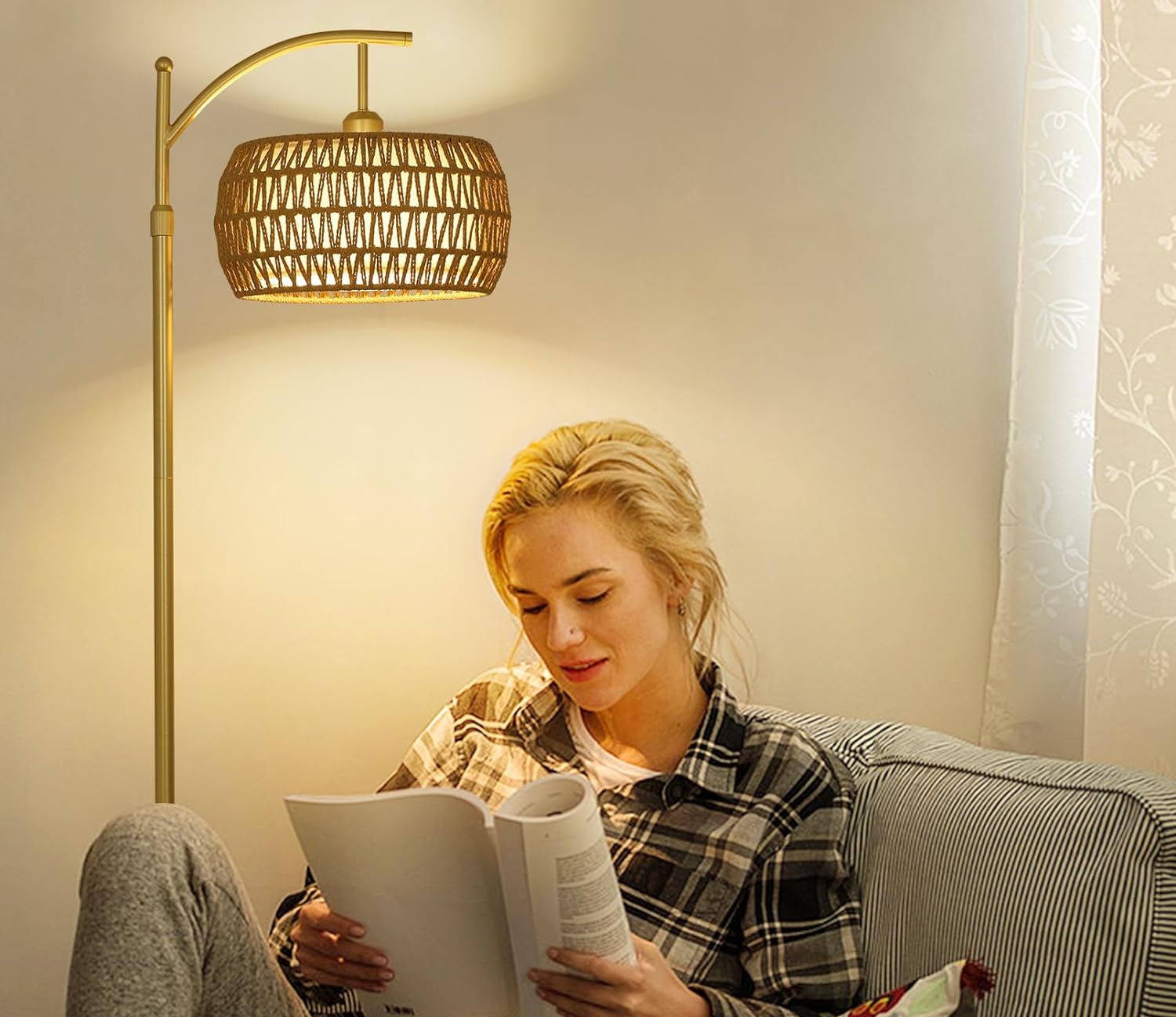 Ataraxis Floor Lamp with 3 Color Temperatures and Double Drum Shade