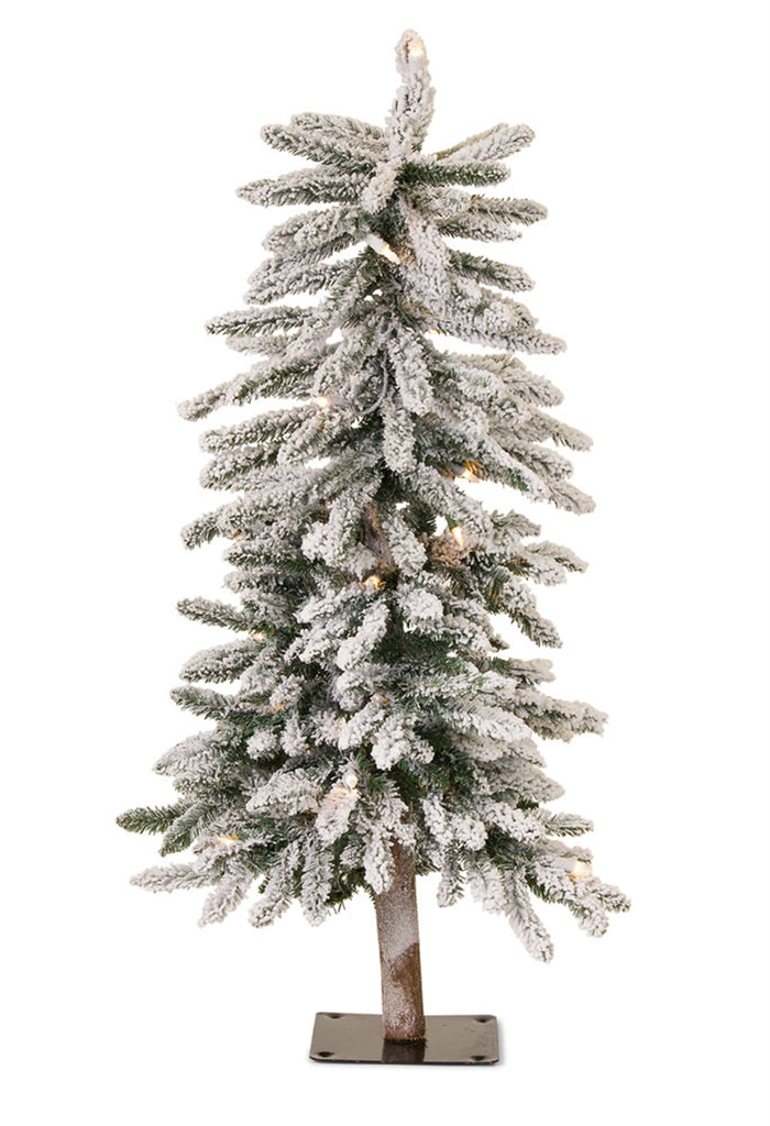 LED-Flocked-Alpine-Pencil-Tree-with-Metal-Base-3'-Decor