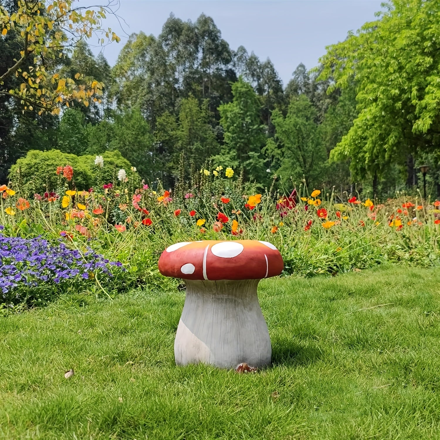 13.4" Forest Mushroom Garden Stool
